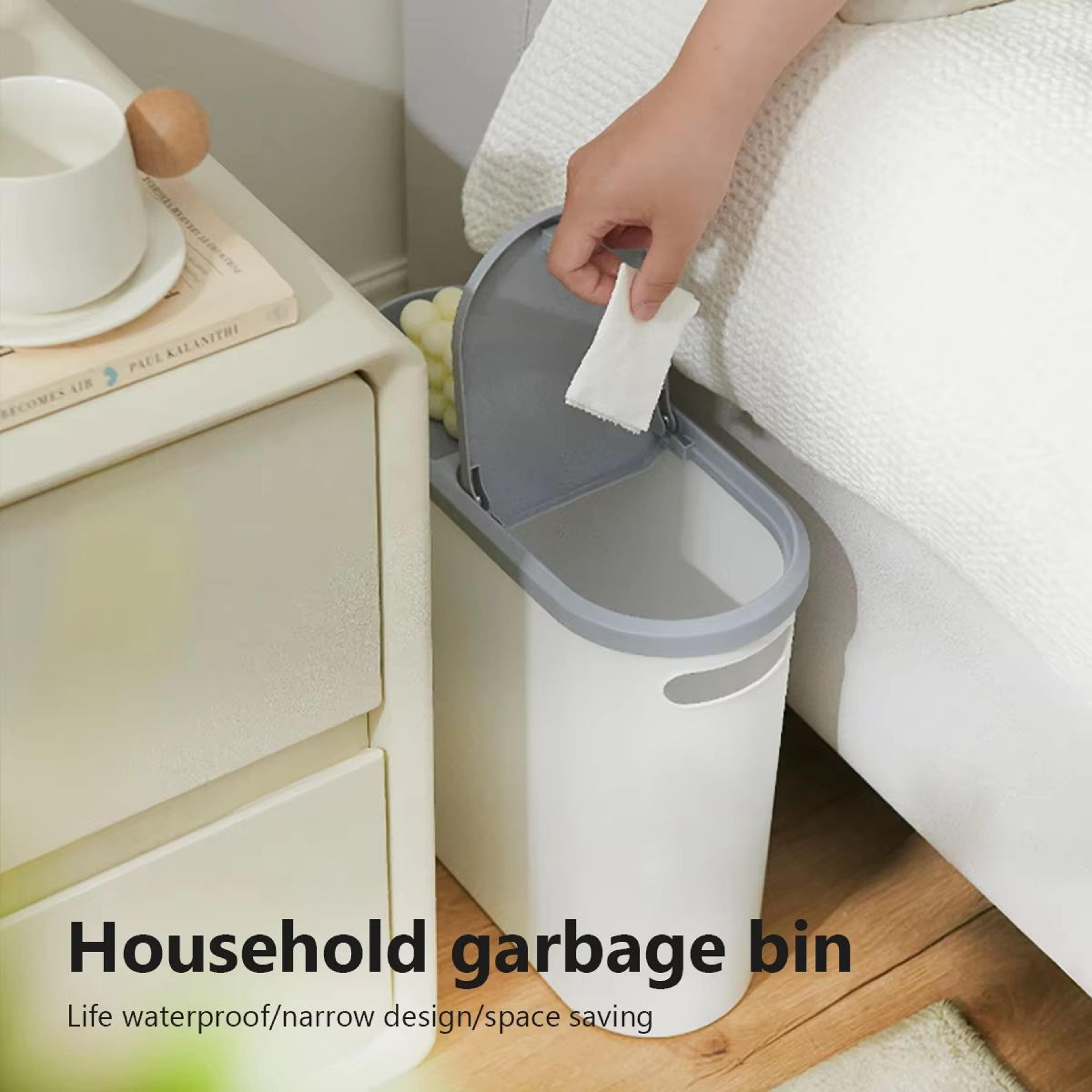 large-capacity press-lid trash bin with lid – household gap bin for bathroom, kitchen & living room