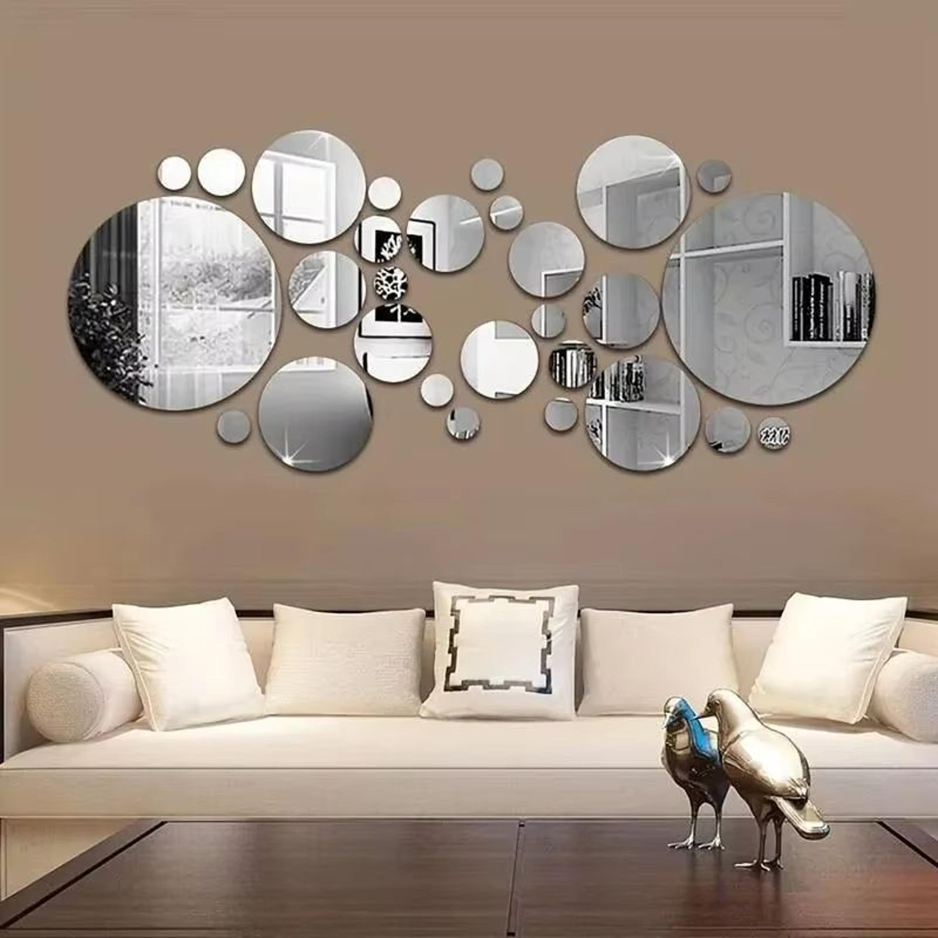 26 pcs 3d acrylic mirror wall sticker – round self adhesive decal for bedroom bathroom & tv background