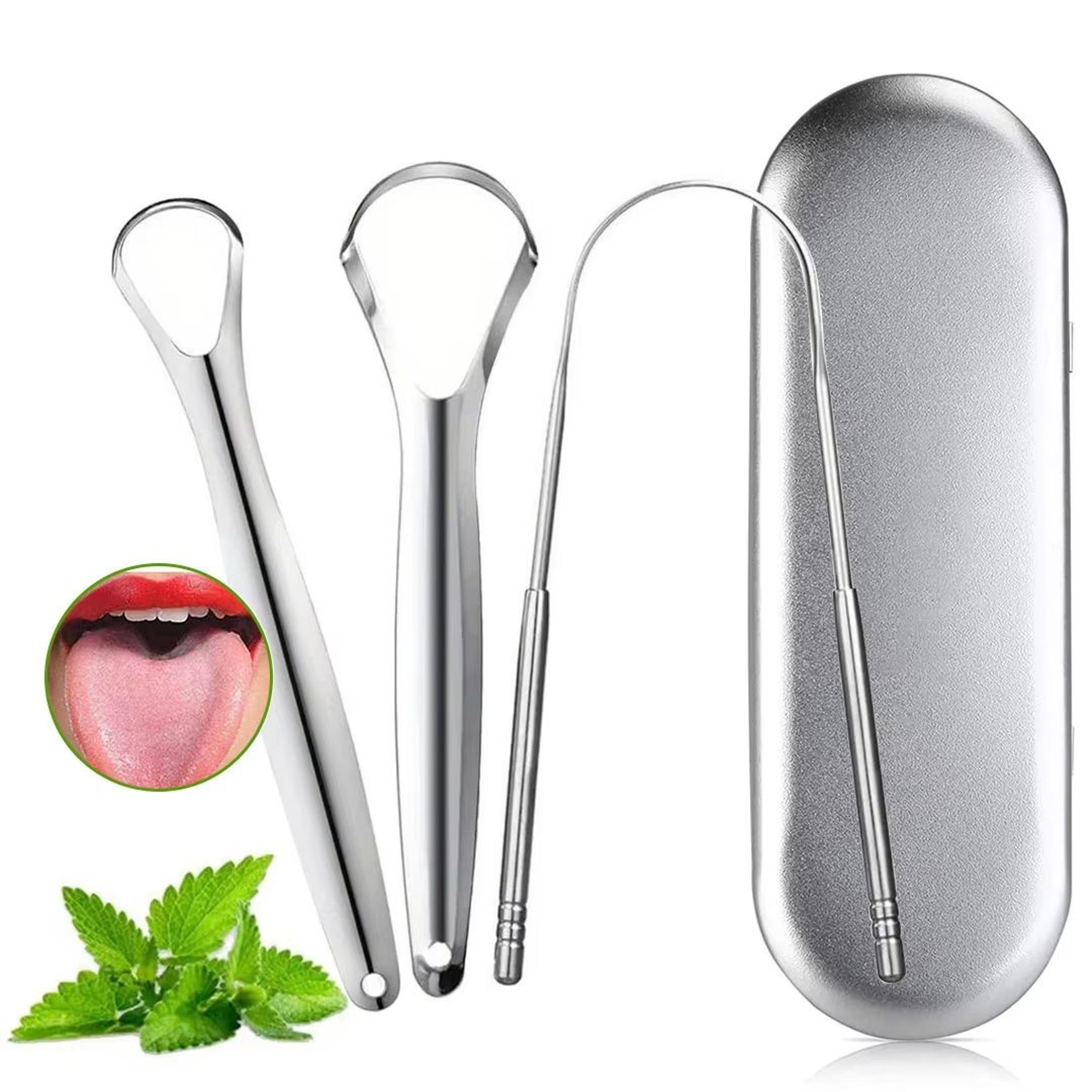 pureclean stainless steel spoon-shaped tongue scraper set