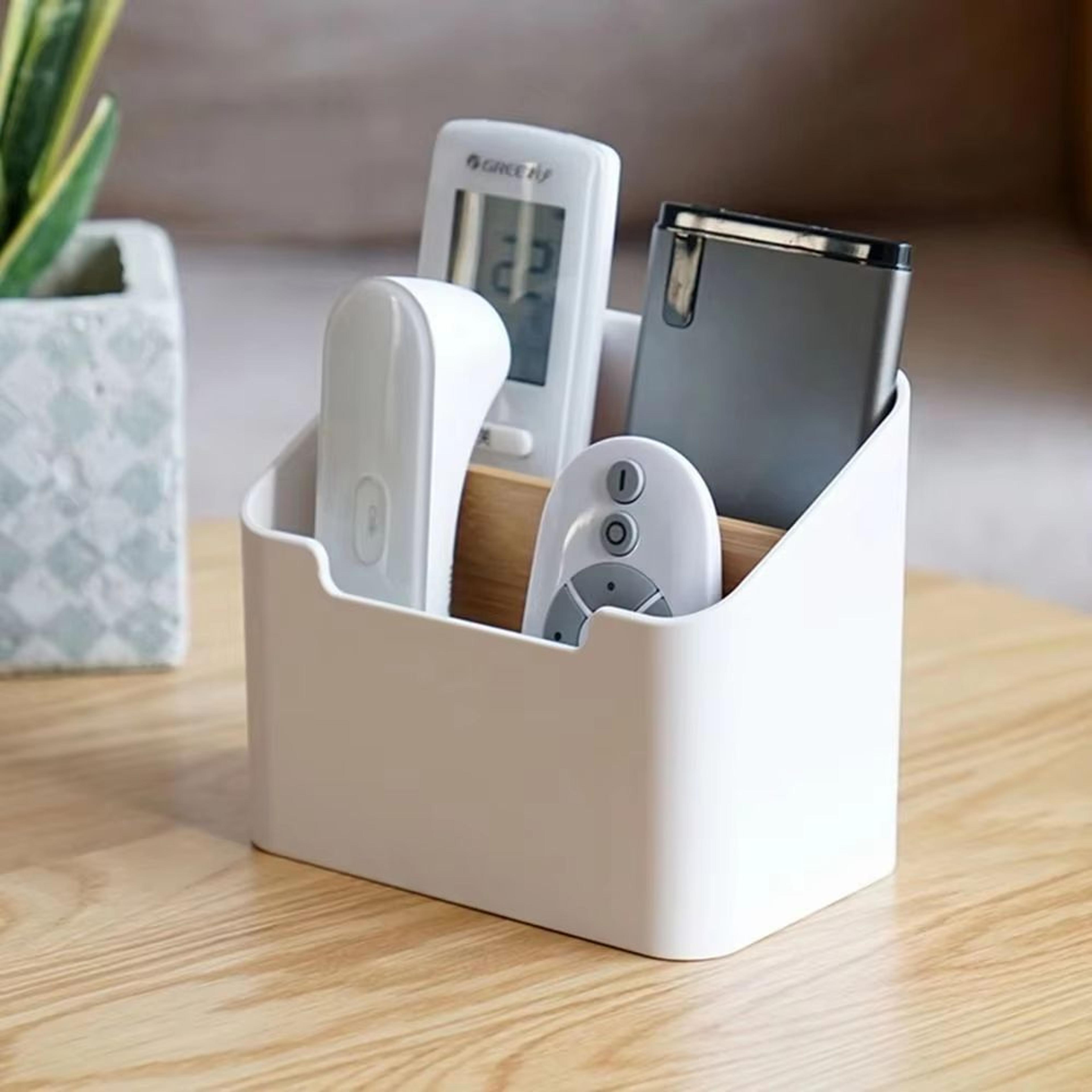 deskmaster tv remote holder organizer box for remote controls & desktop storage