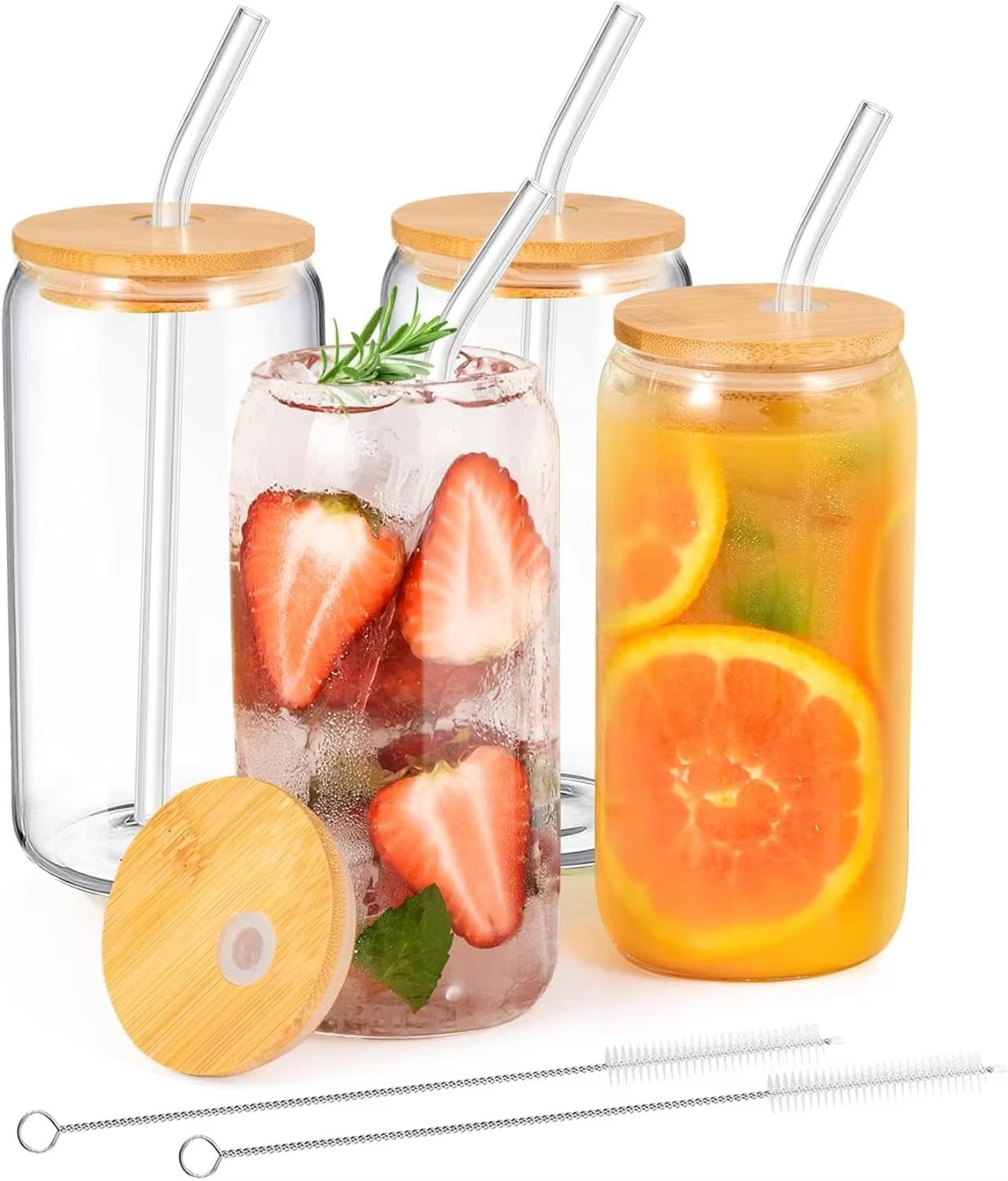 18.6oz glass cup with lid and straw for bubble tea coffee and milk drinks