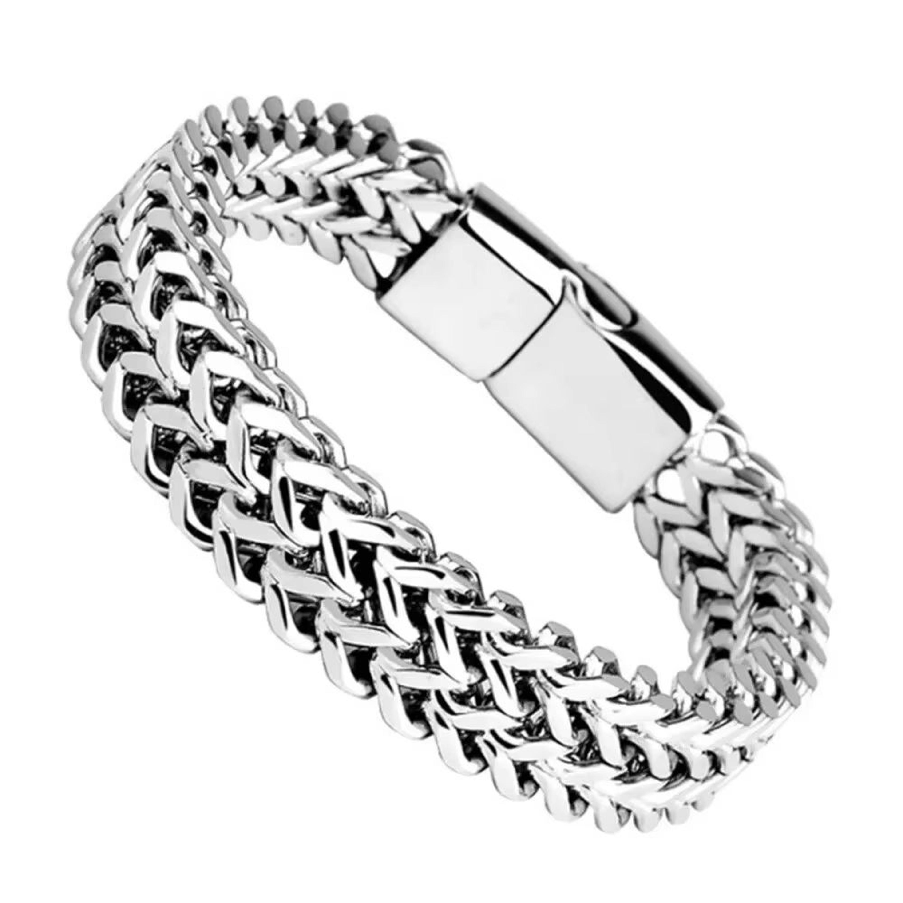 stainless steel braided magnetic fish scale bracelet double row keel design jewelry for men and women