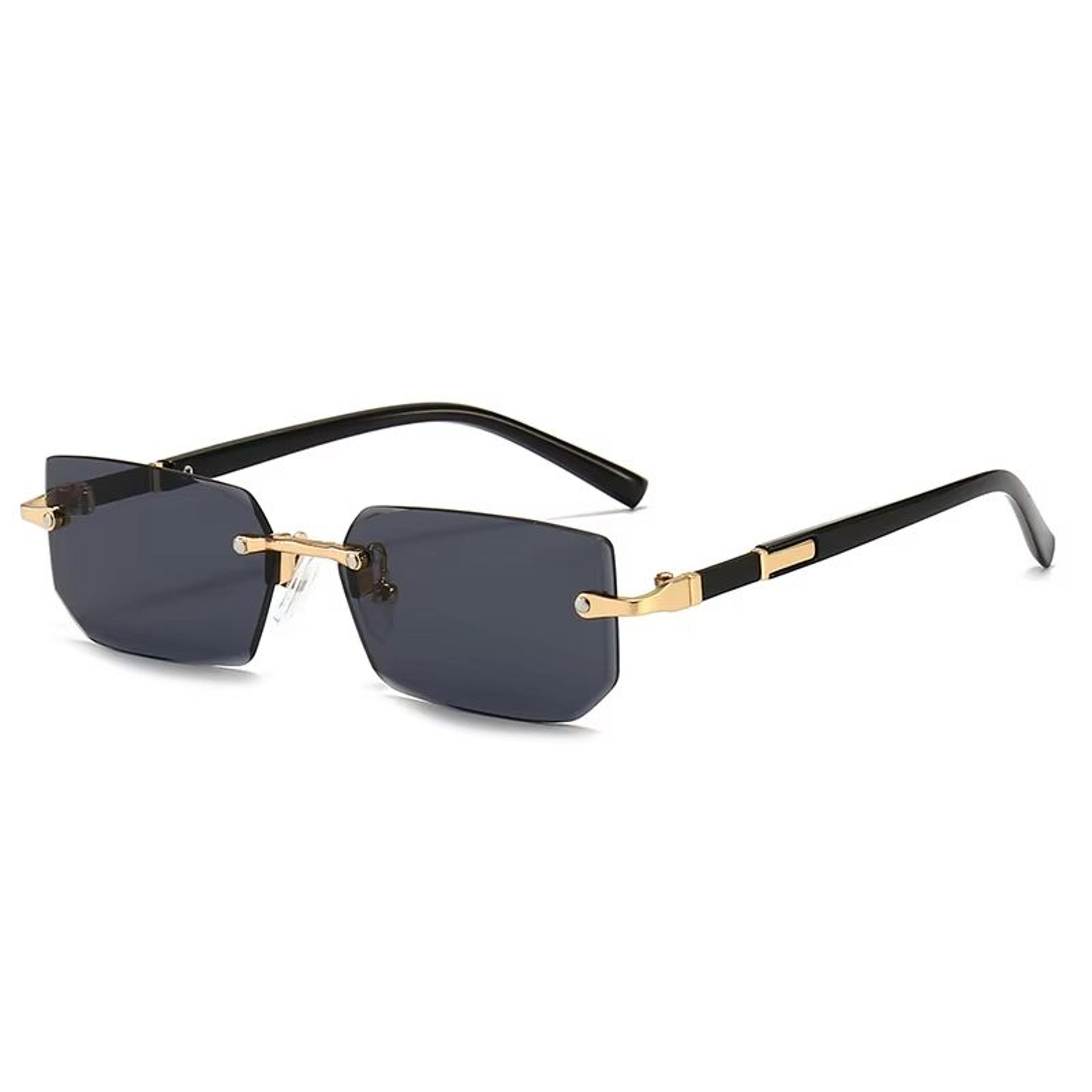 rimless rectangle small square sunglasses for women and men