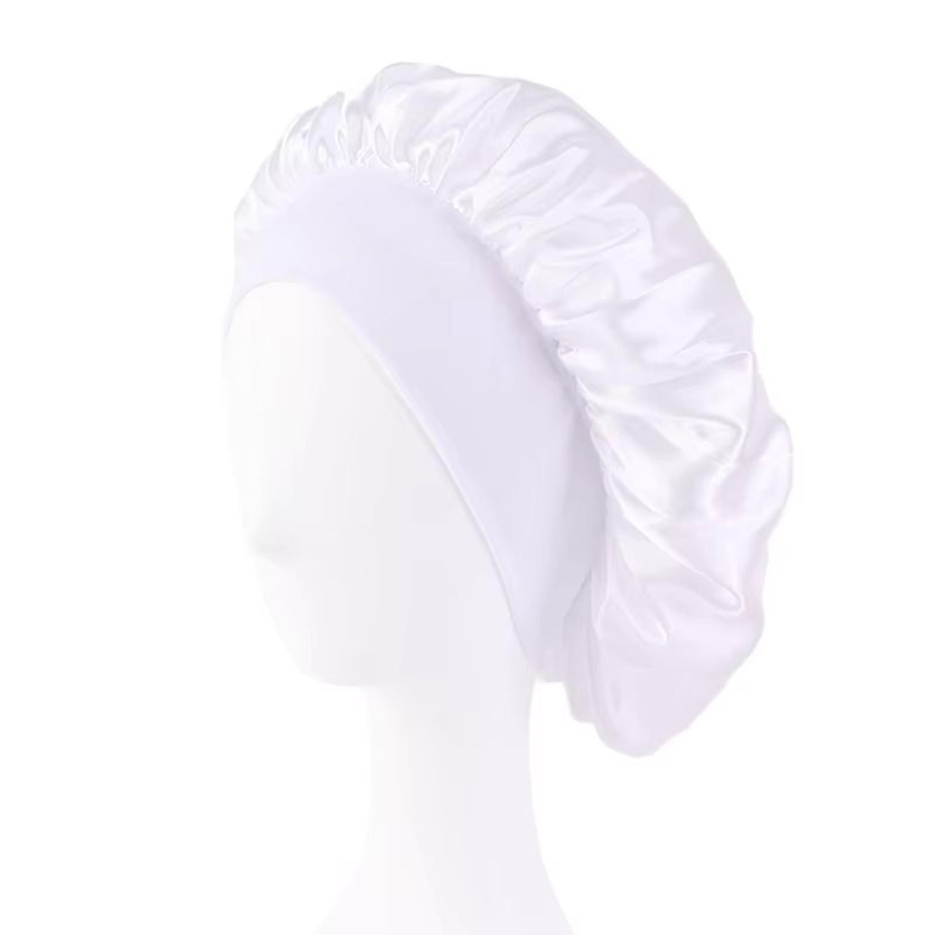 womens satin wide brim sleep bonnet with elastic band