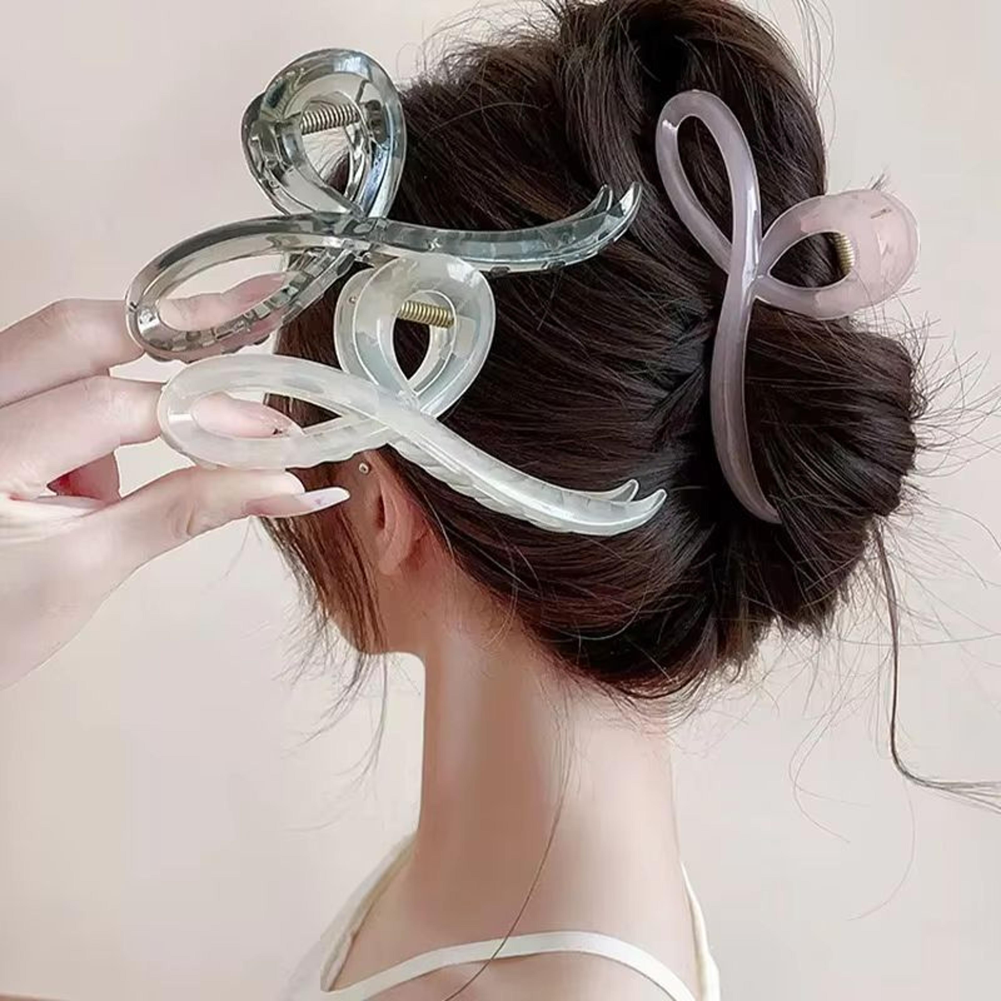 elegant jelly bow hair claw – sweet back hair clip for women & girls