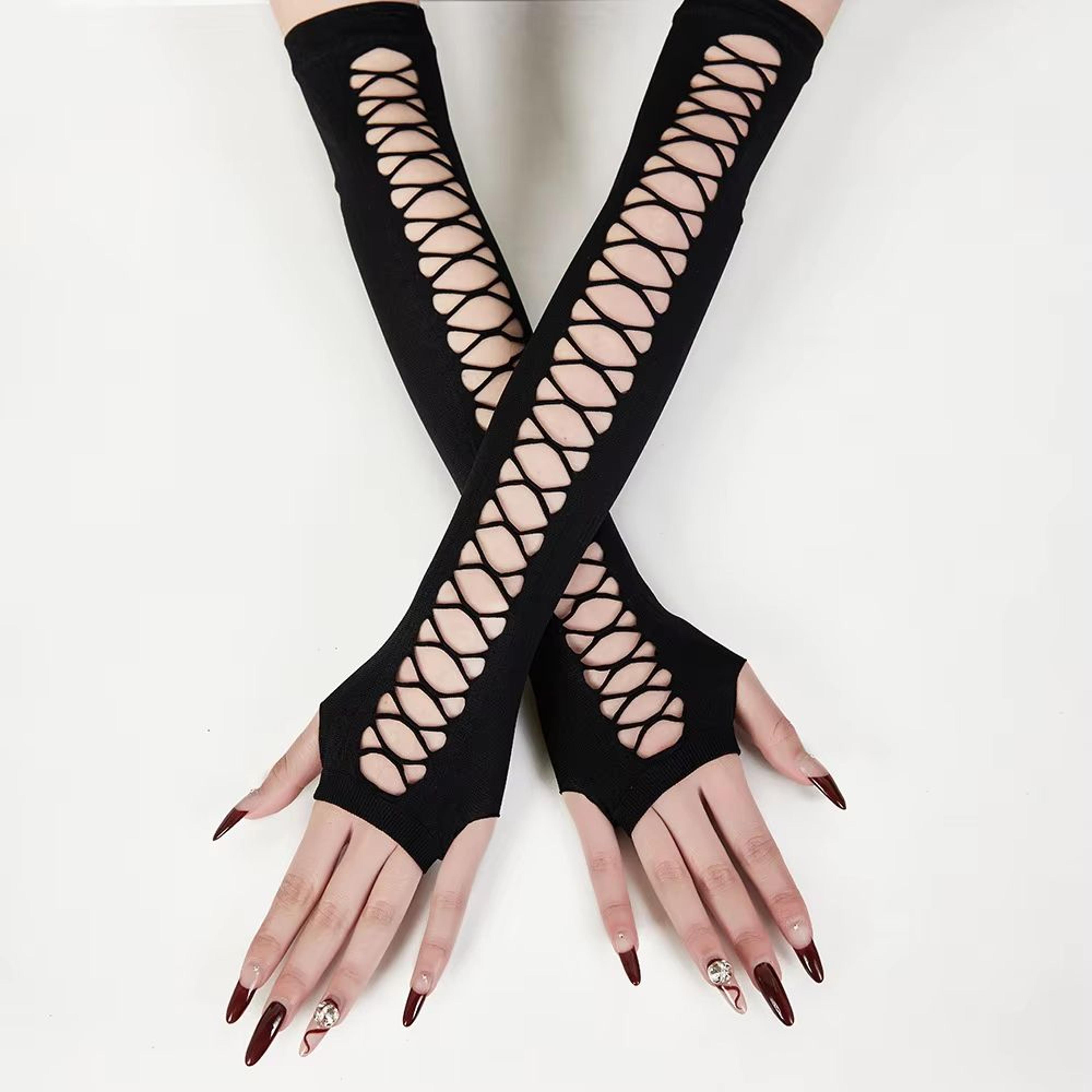midnight muse long lace fingerless gloves for nightclub, party & cosplay