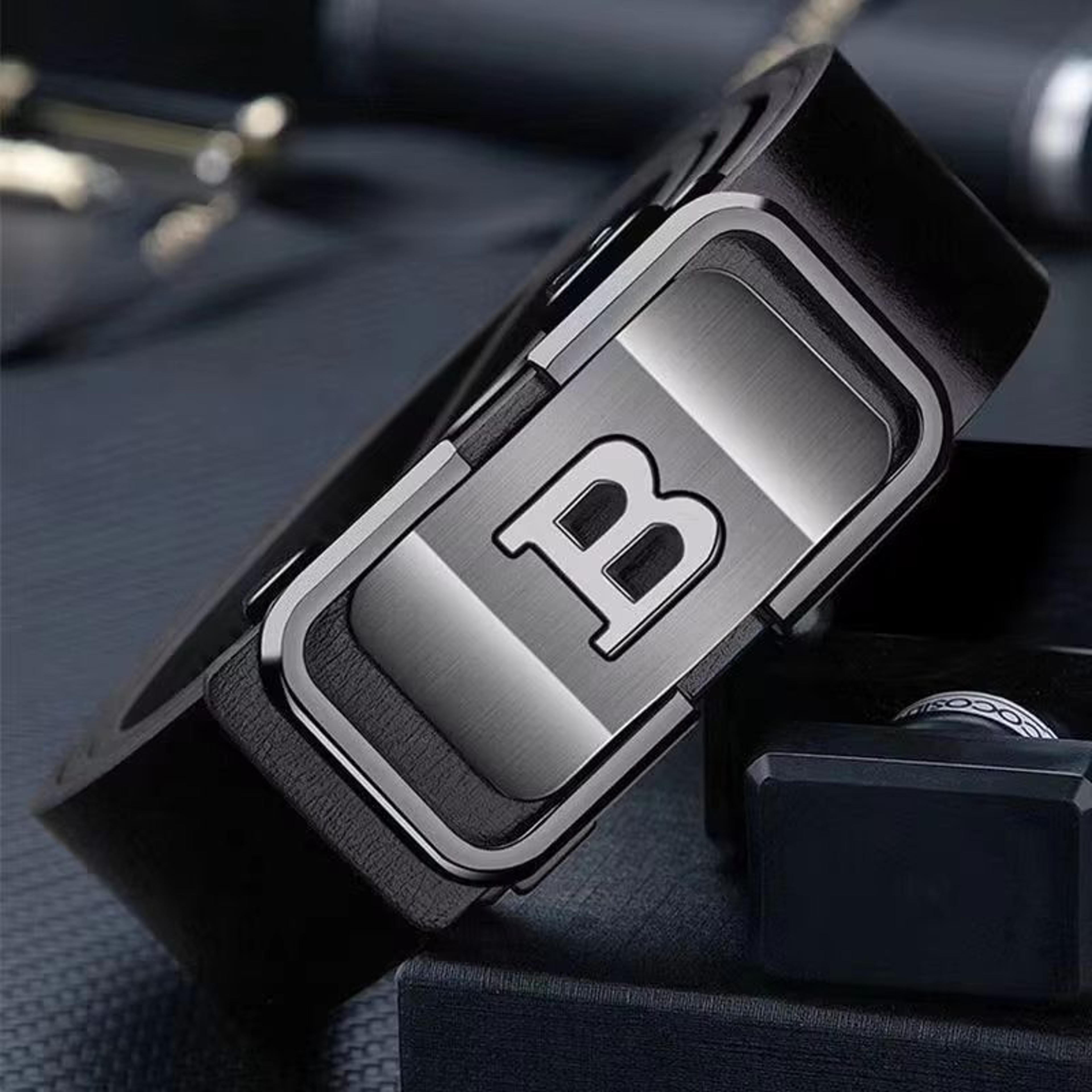 primeletter men's automatic buckle belt – toothless business fashion belt with letter buckle