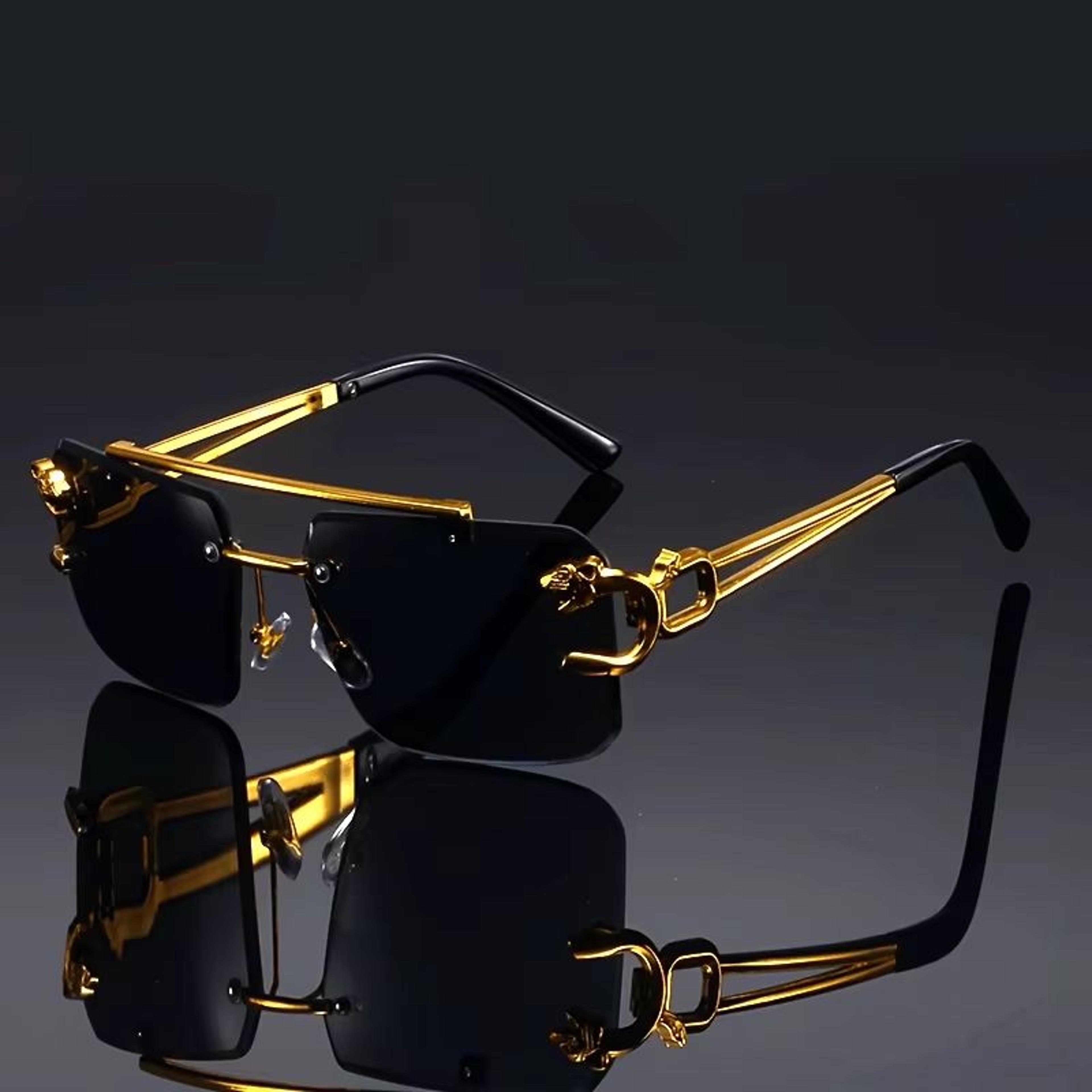 golden edge frameless luxury sunglasses anti glare uv protection unisex shades