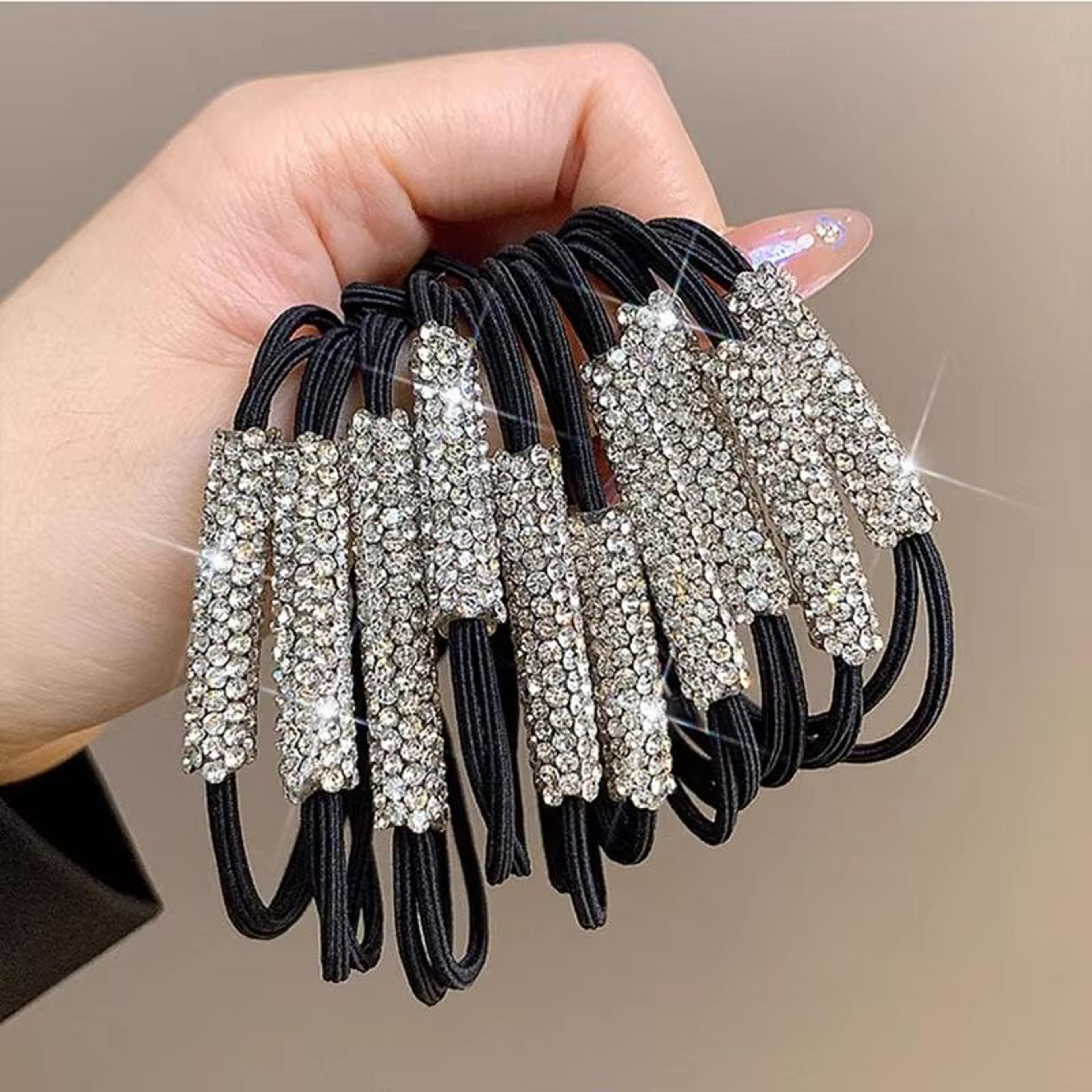 sparklehold rhinestone stretch hair rope – high elasticity bling hair tie (women & girls)