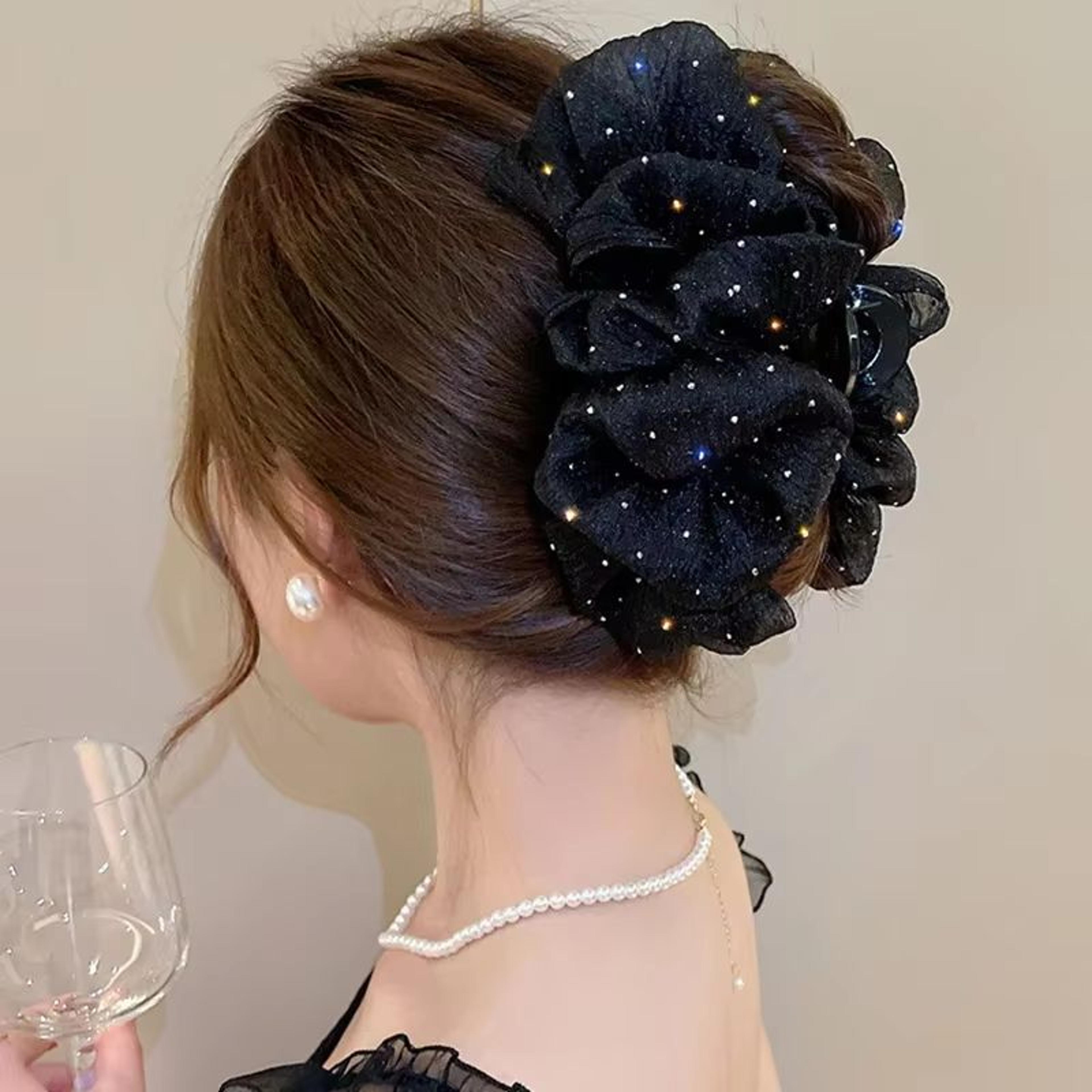 meshbow clip elegance hair claw – stylish korean inspired hair accessory for women & girls