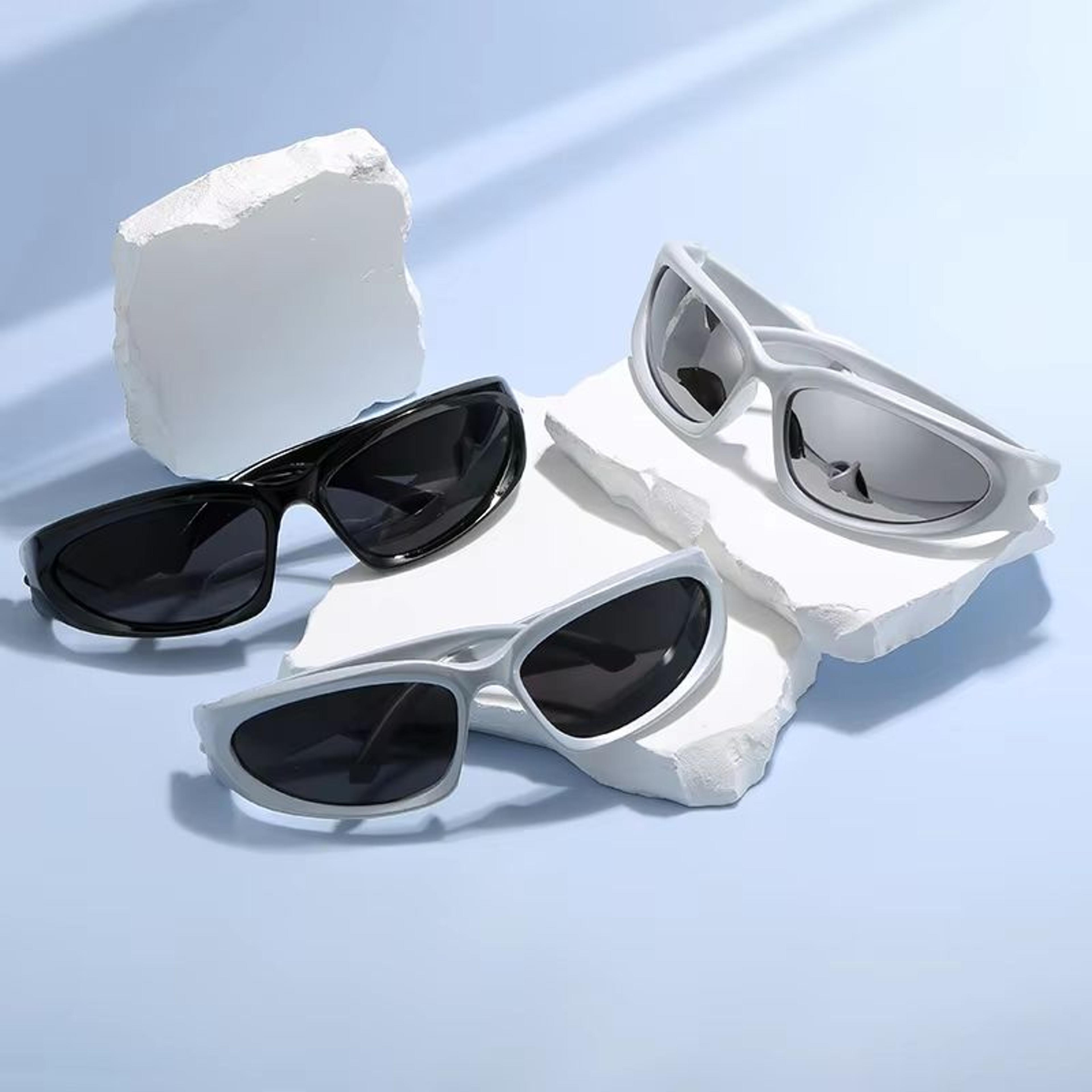 neooval punk uv400 sunglasses – unisex y2k colour-mirror goggle shades