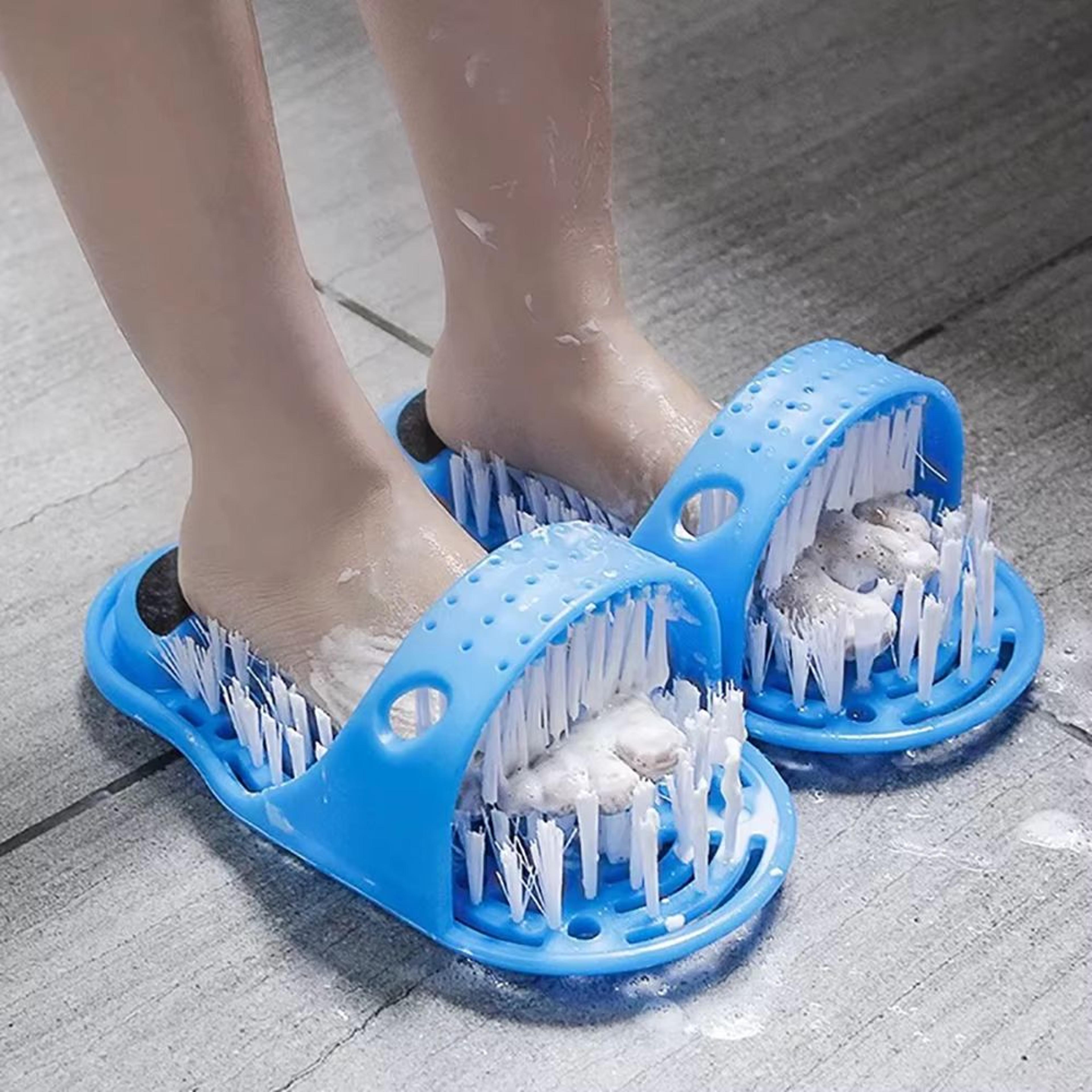 footspa glide scrubber massager slipper – shower foot brush & dead-skin remover