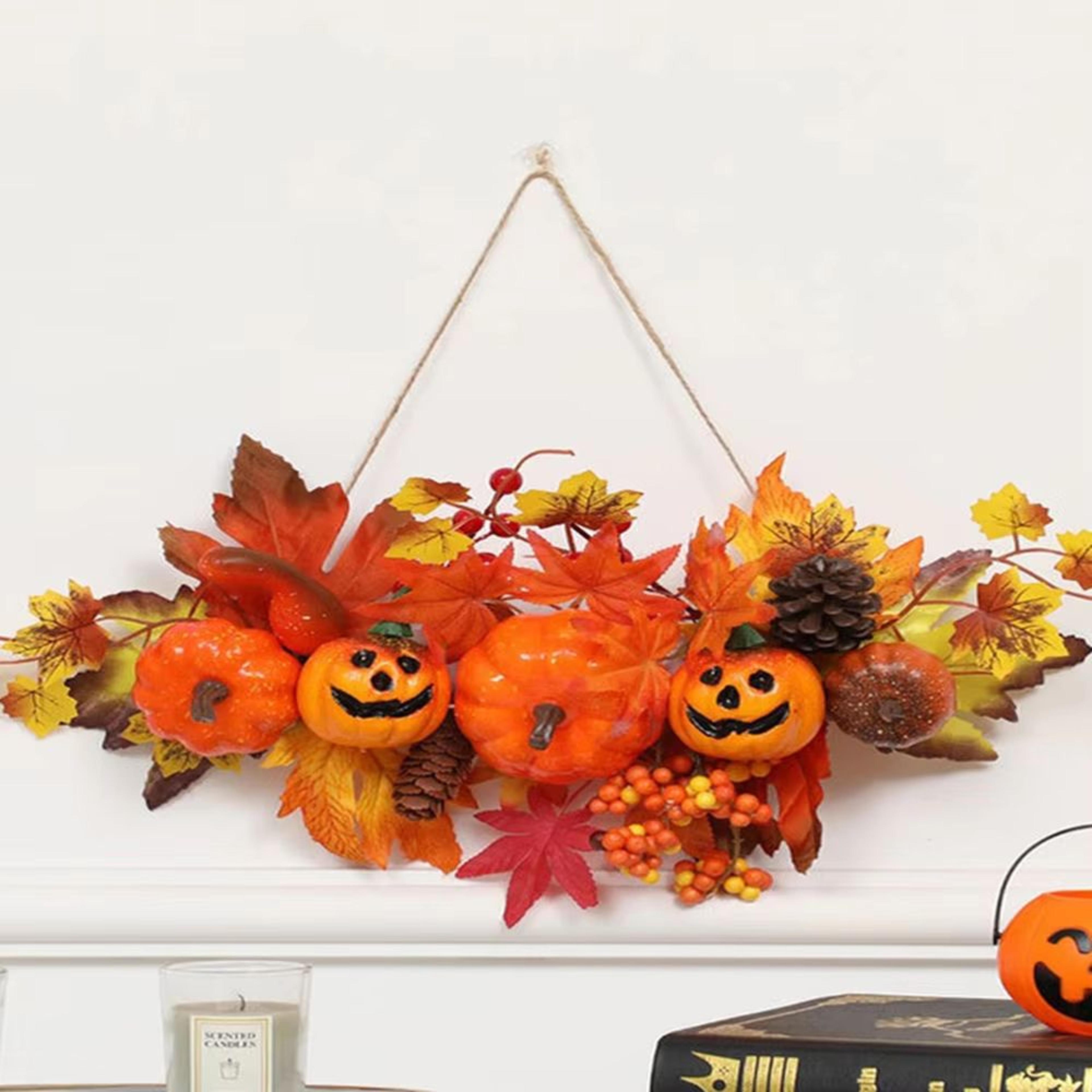 harvest glow maple leaf pumpkin berry wall hanging pendant for autumn decor