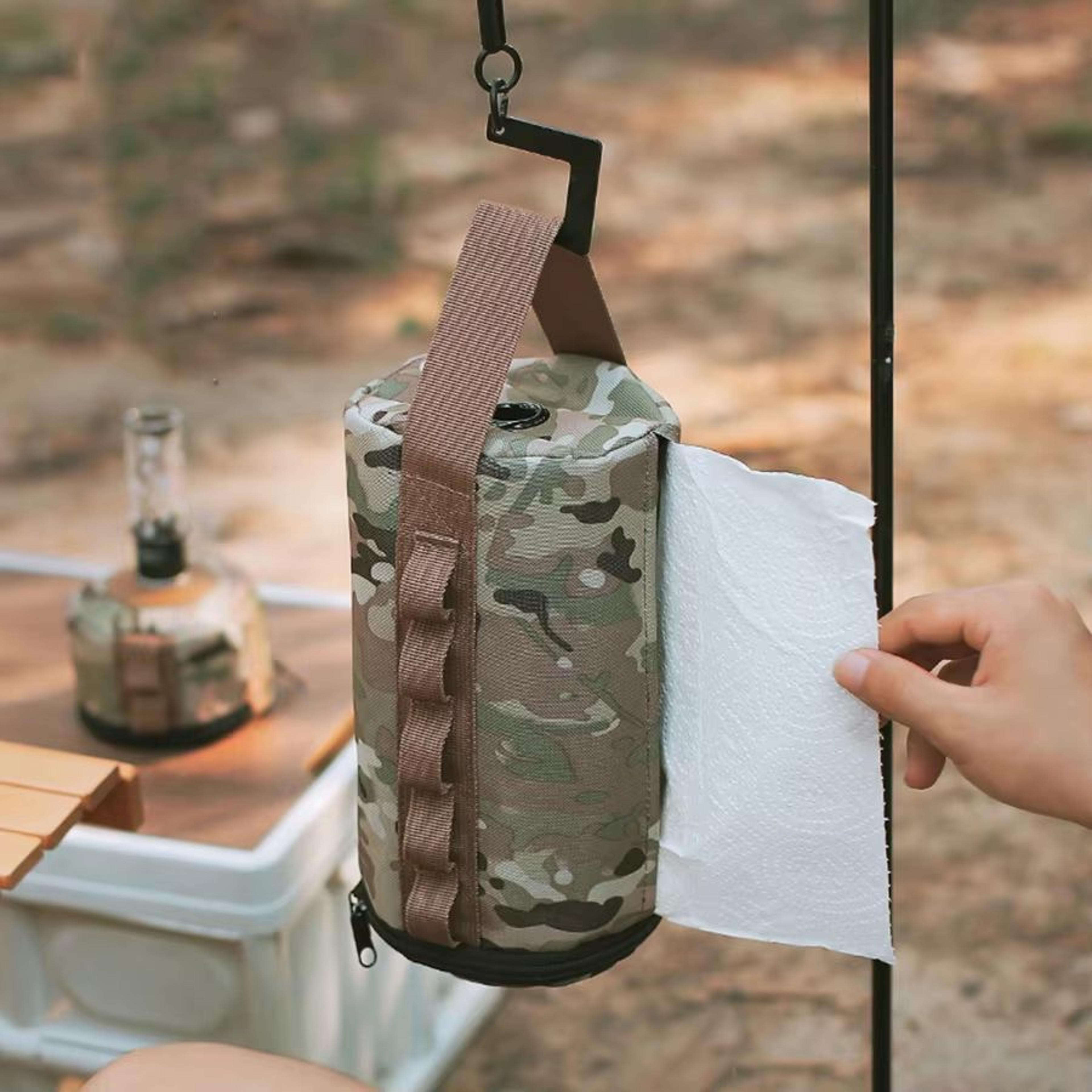 waterproof hanging roll paper storage case for camping & outdoor use