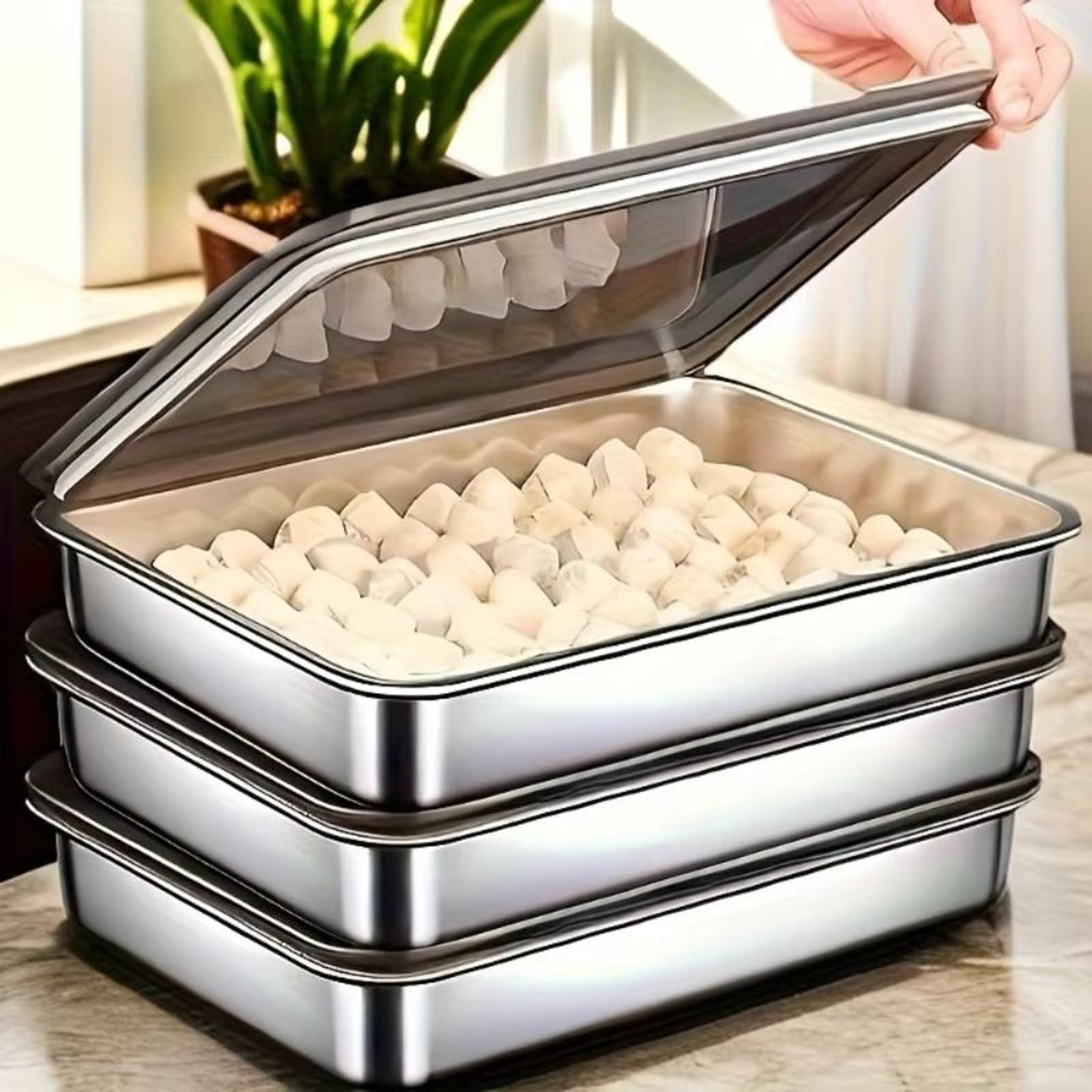 prochef stainless tri-tray set with lids – non-stick roasting & baking system