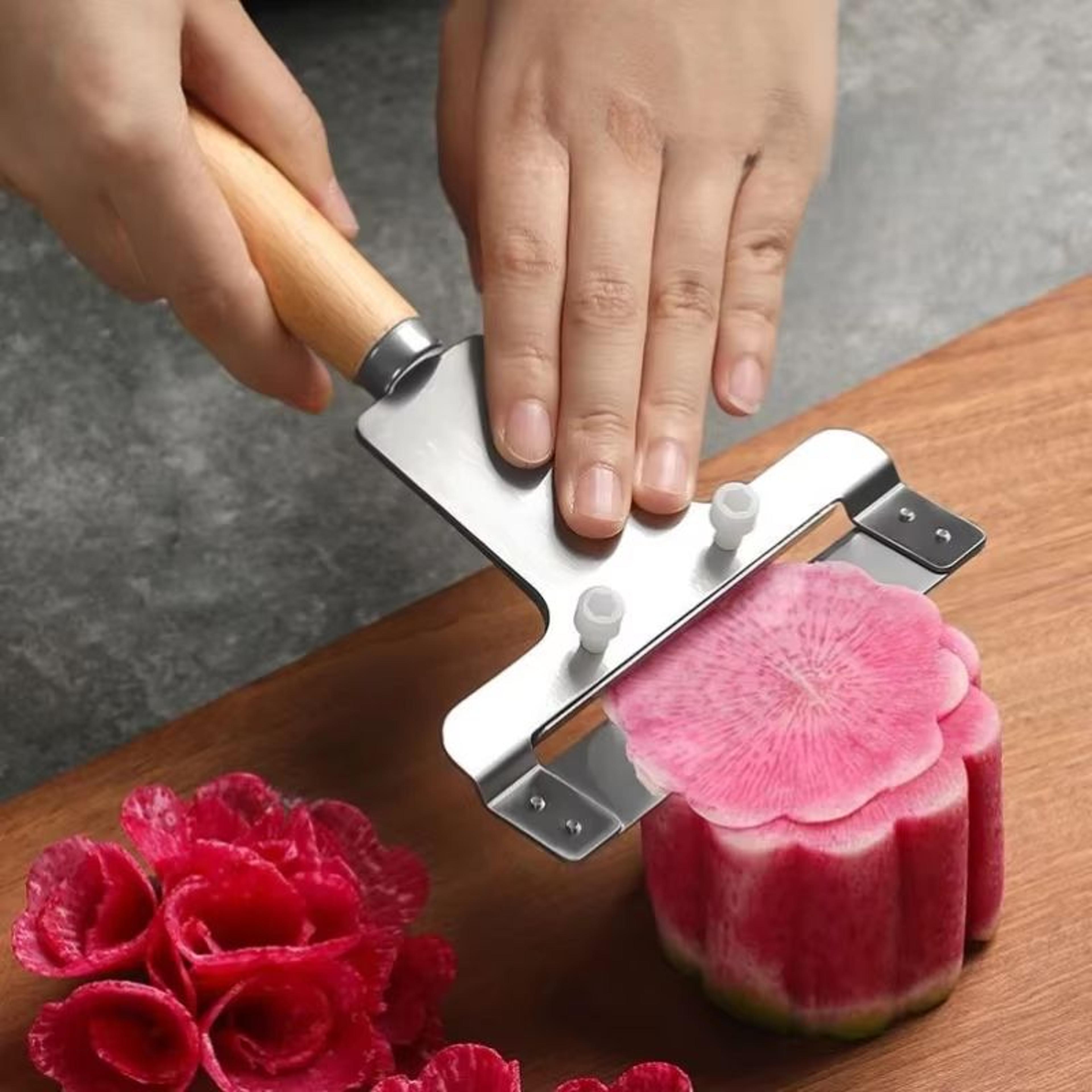 decorative fruit and vegetable slicer broach knife – radish flower & heart garnish tool