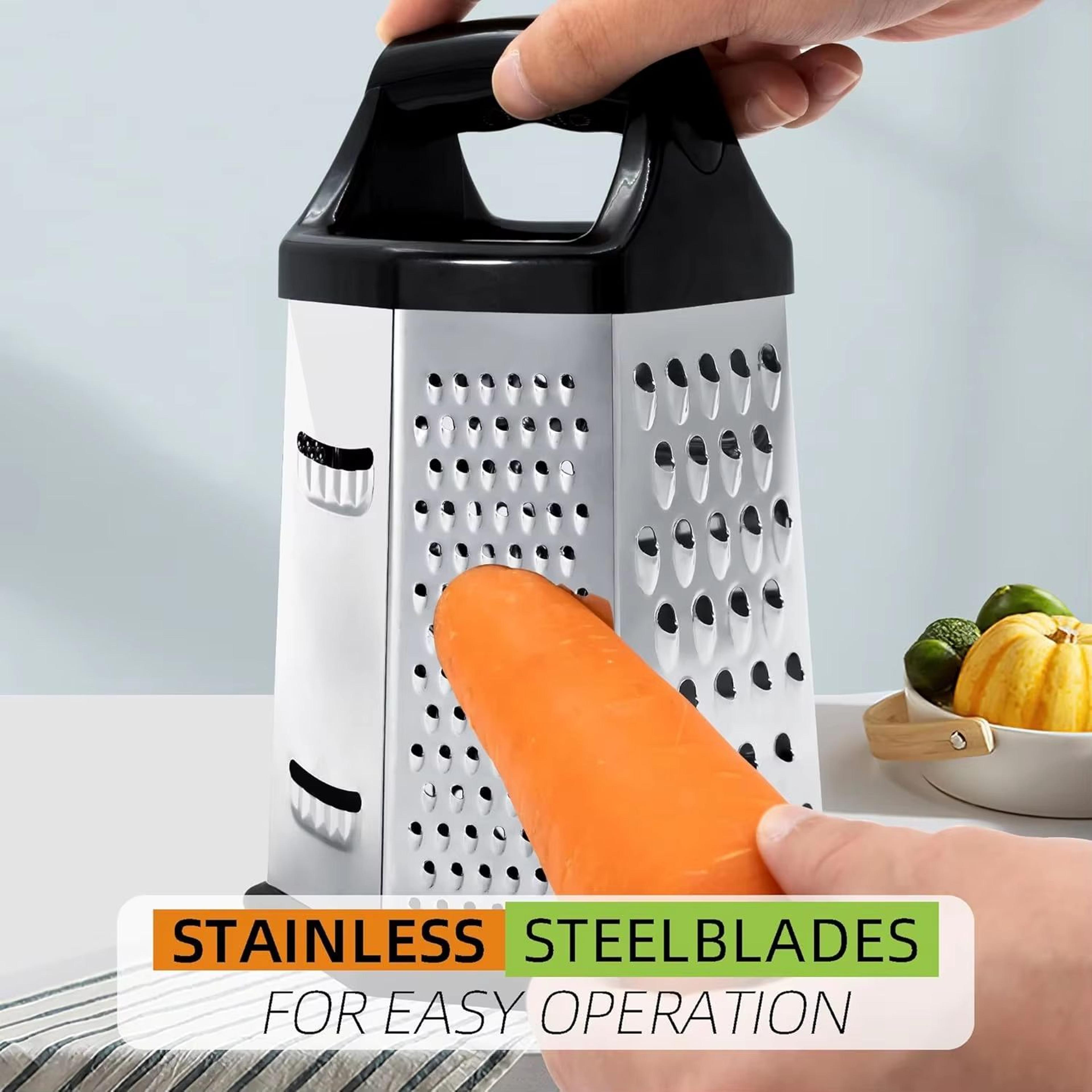 multislice 6-side stainless steel box grater – multifunction kitchen slicer & shredder