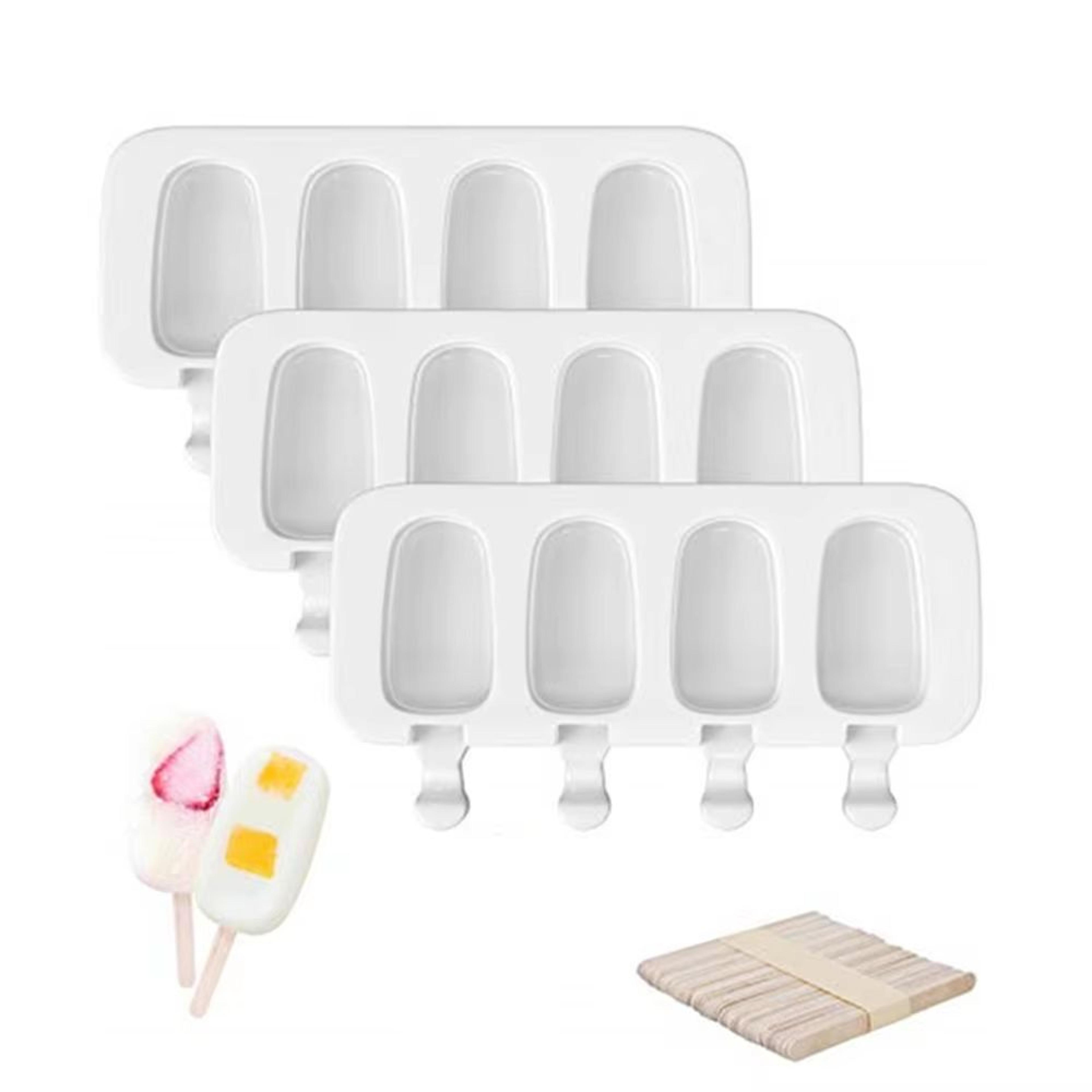 popcraft silicone popsicle mold set with 50 wooden sticks – 3 piece diy molds for ice cream & cake pops