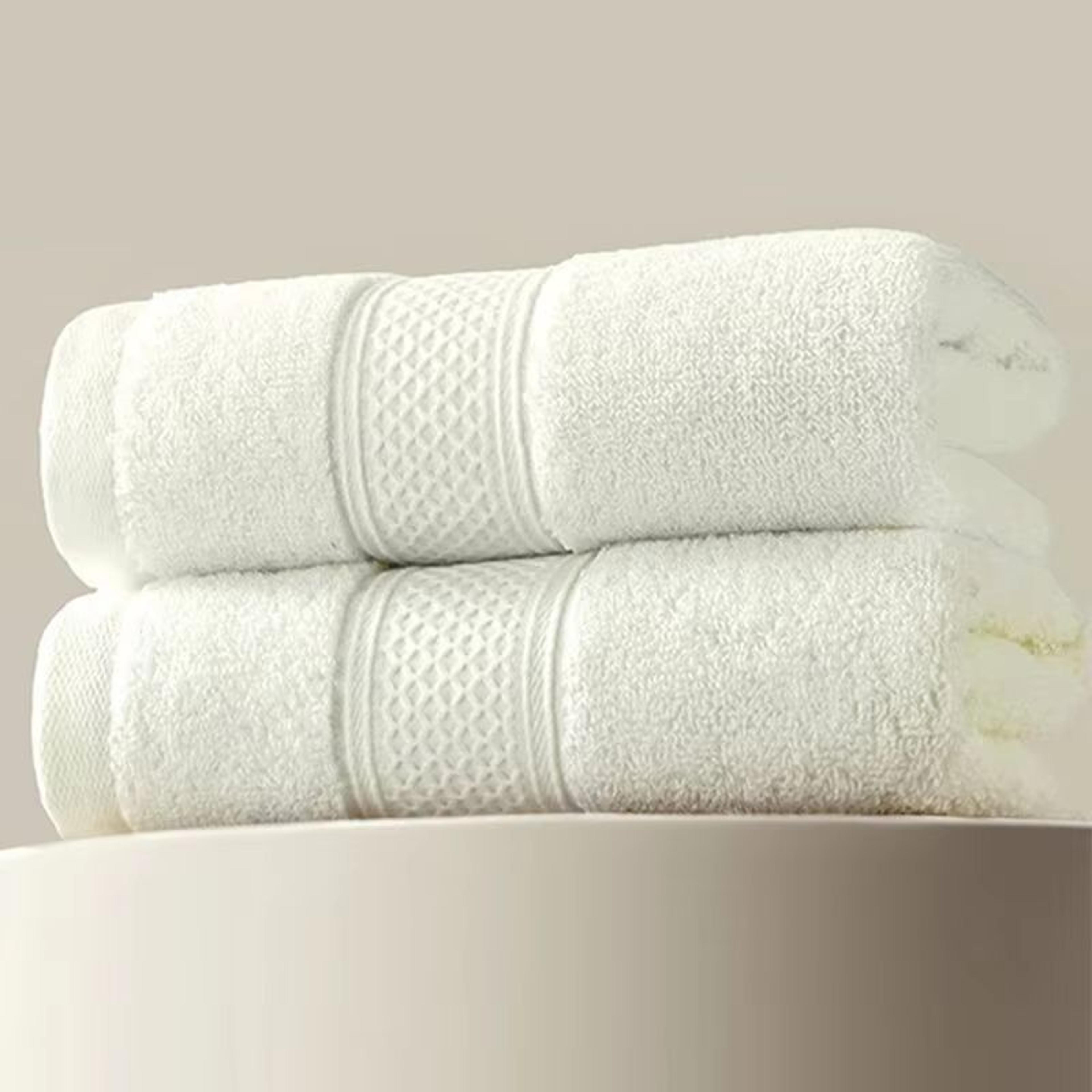 plush cotton bath towel & soft face towel set – thick, non-shedding, super absorbent (2-pack)