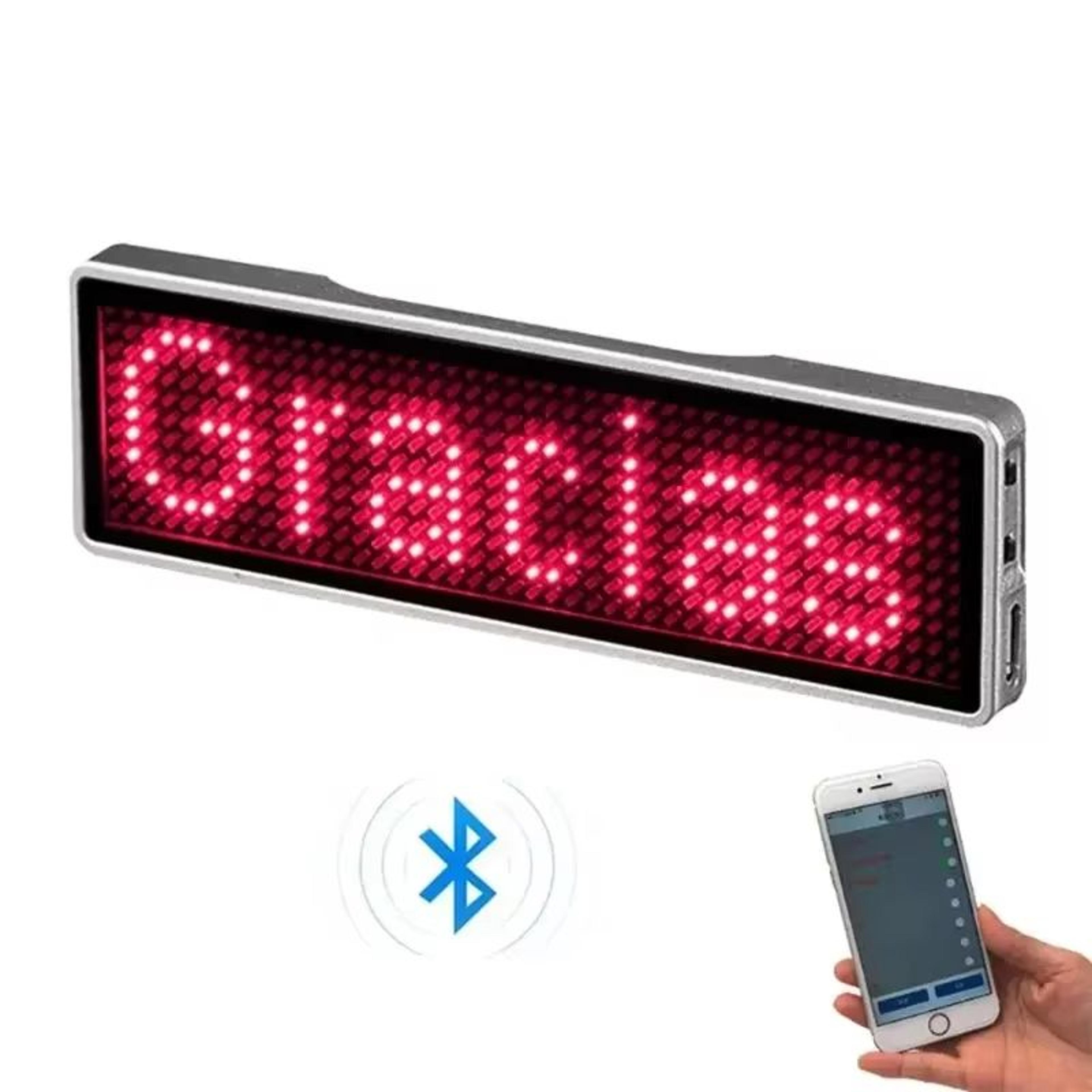 rechargeable bluetooth led name tag – diy programmable led badge with scrolling message display
