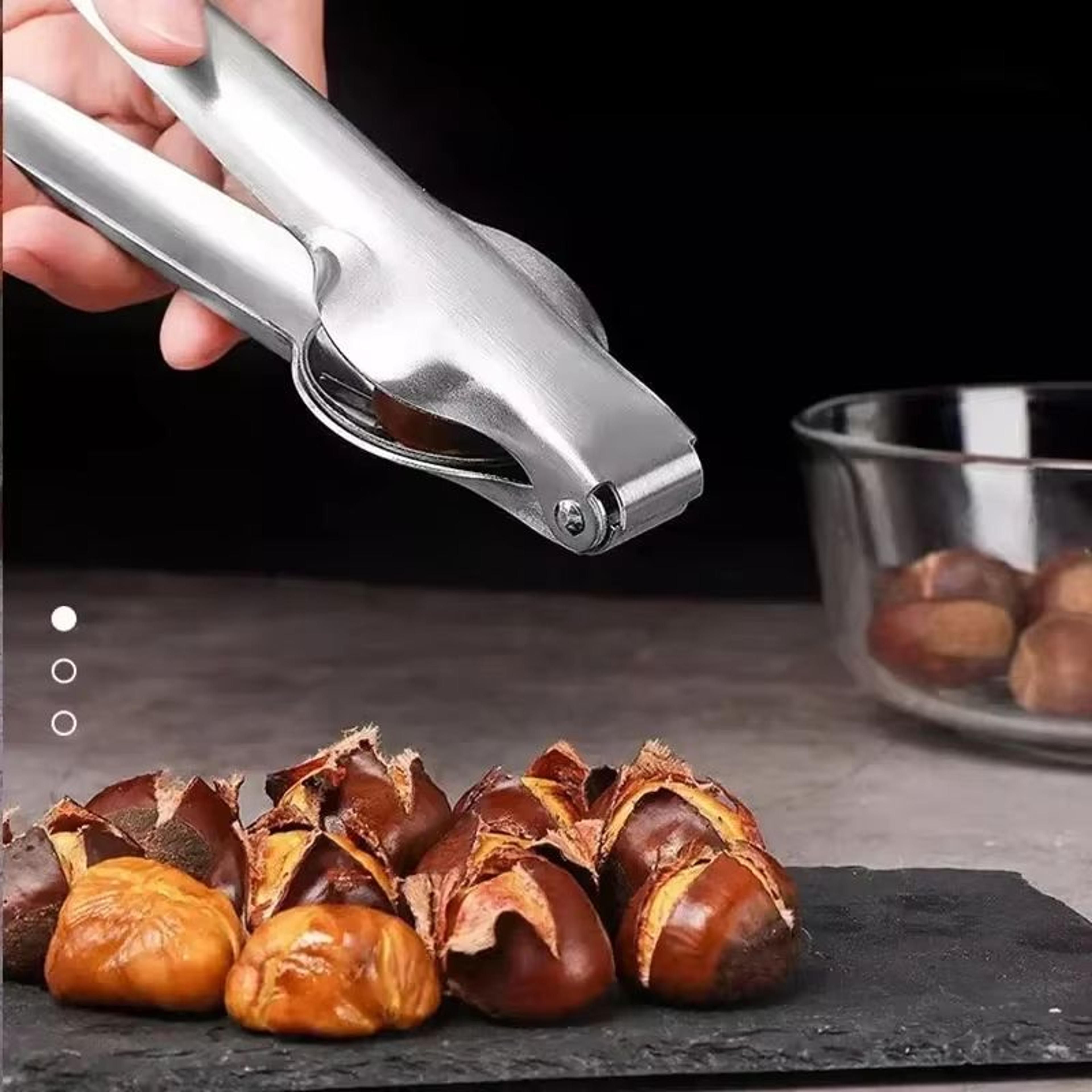 2 in 1 stainless steel chestnut opener and nutcracker – quick shelling kitchen tool