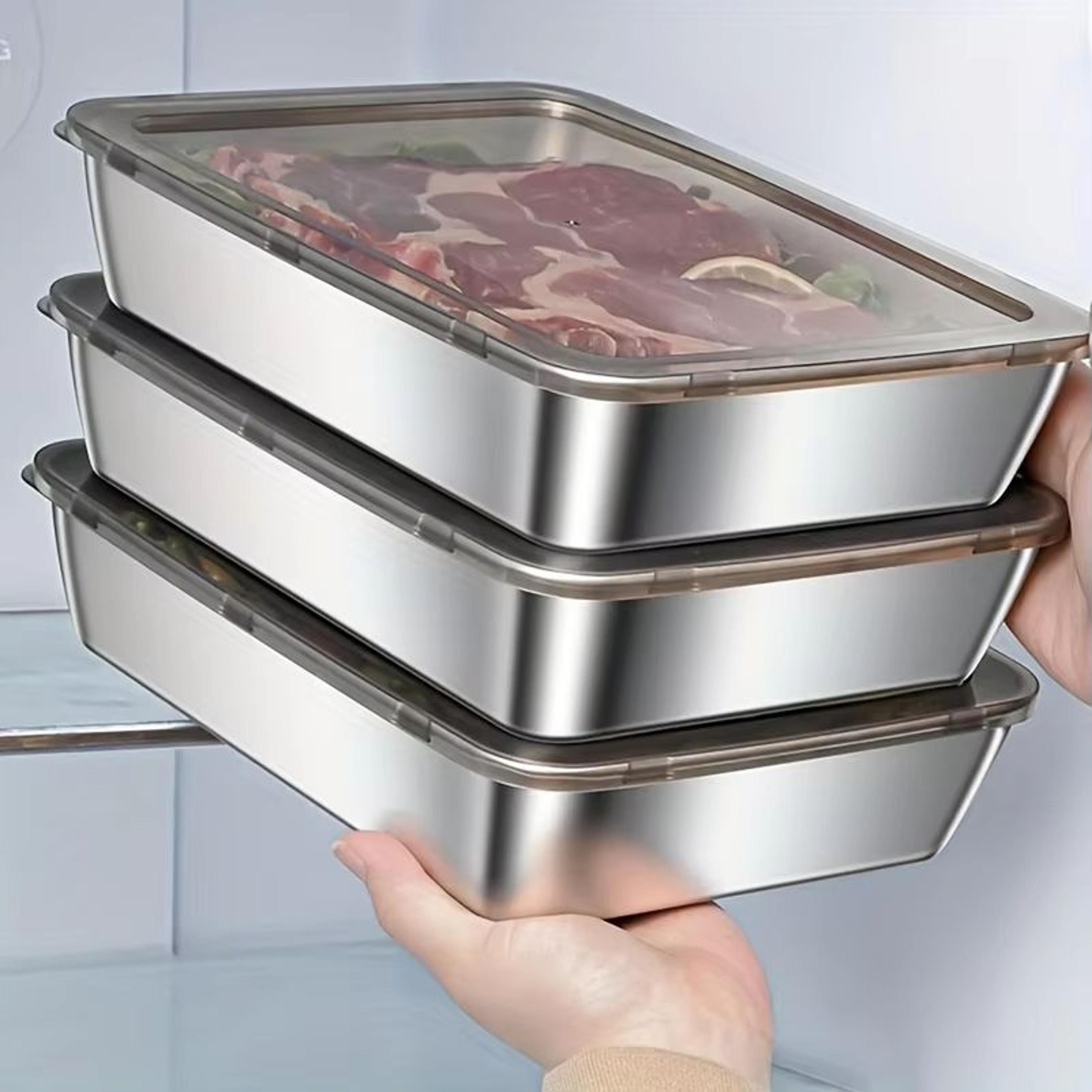 premium stainless steel food storage container with lid – leak-resistant lunch & refrigerator organizer