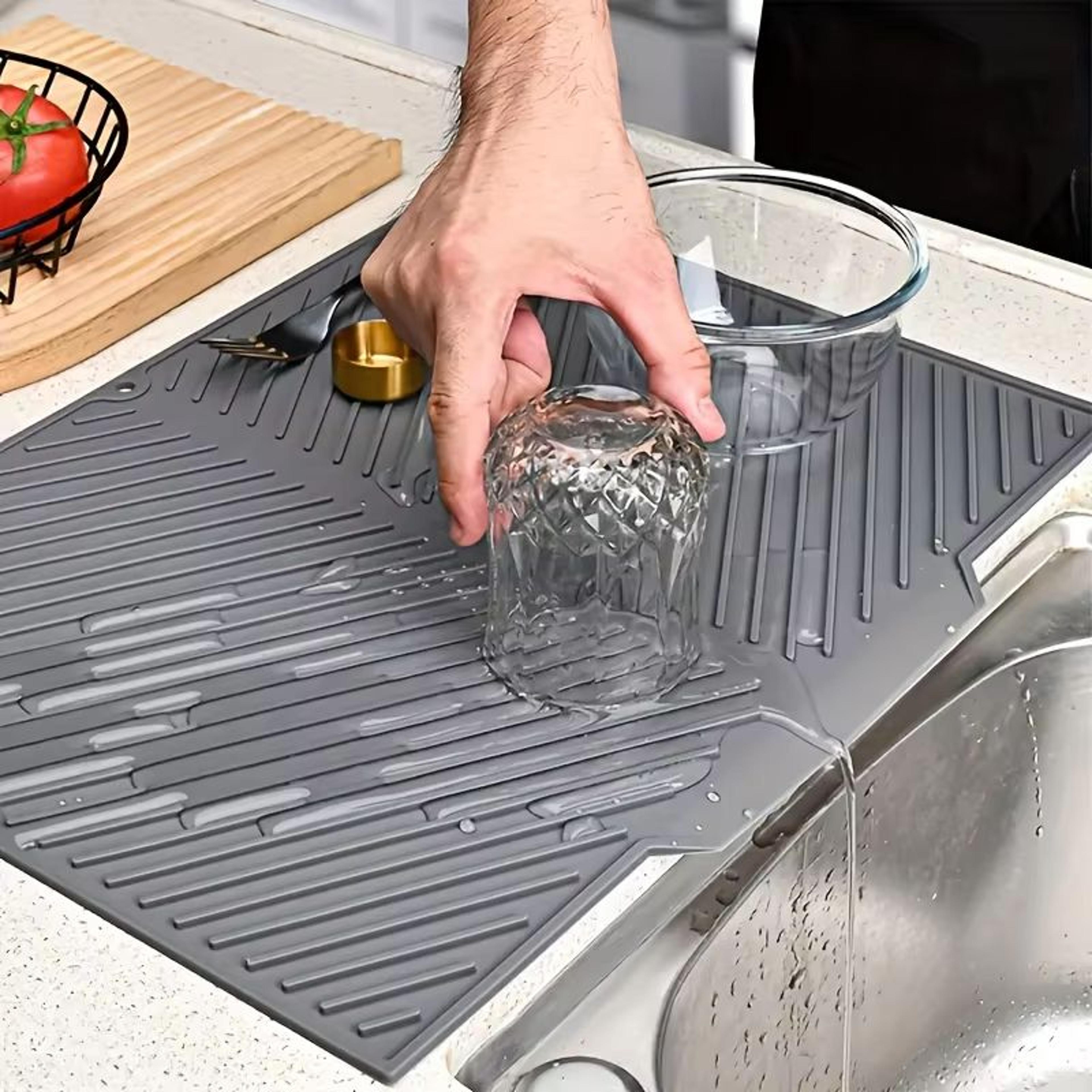 premium silicone dish drying mat – non-slip countertop sink draining pad