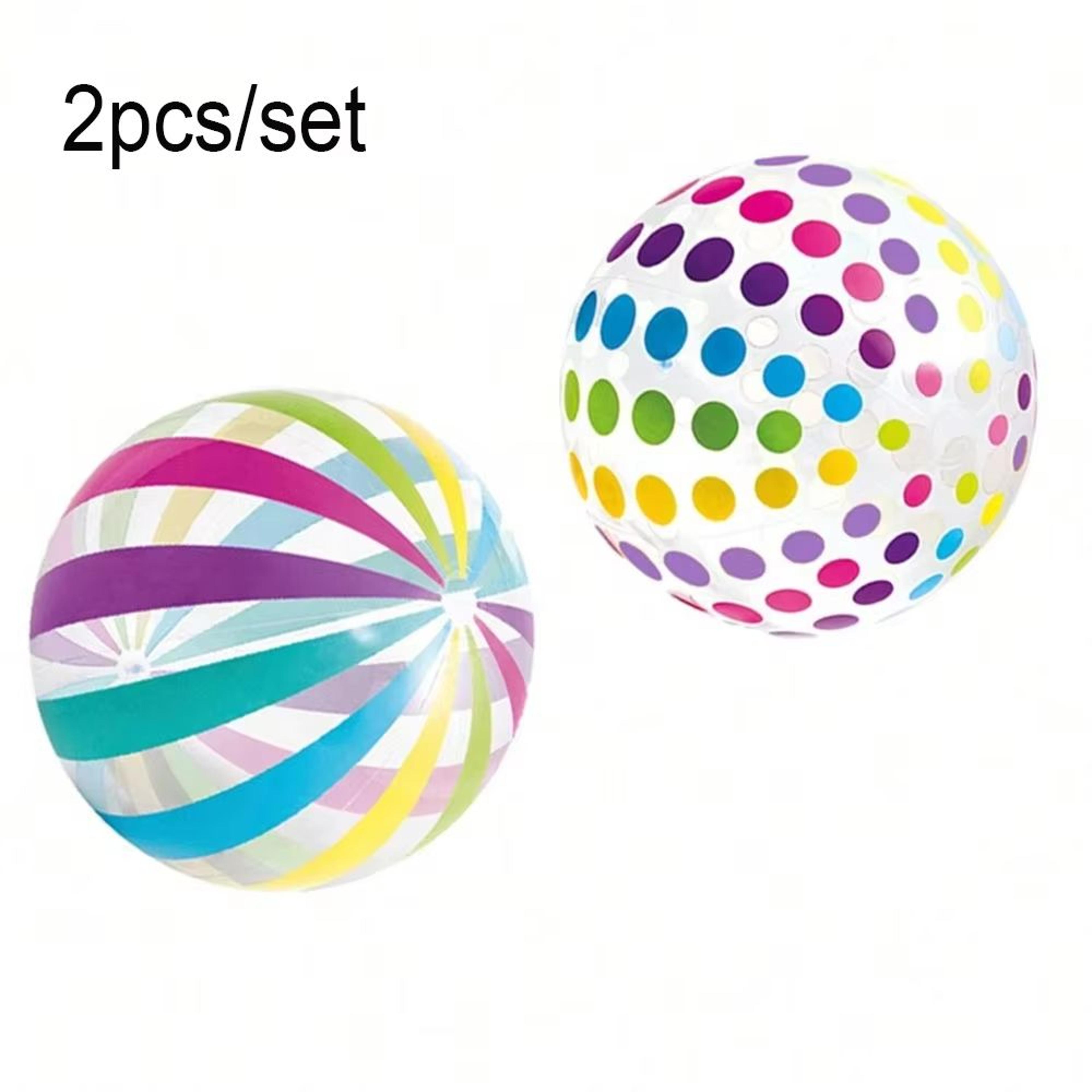 crystalstripe duo 15" transparent striped inflatable beach ball set – 2-pack for pool & party fun