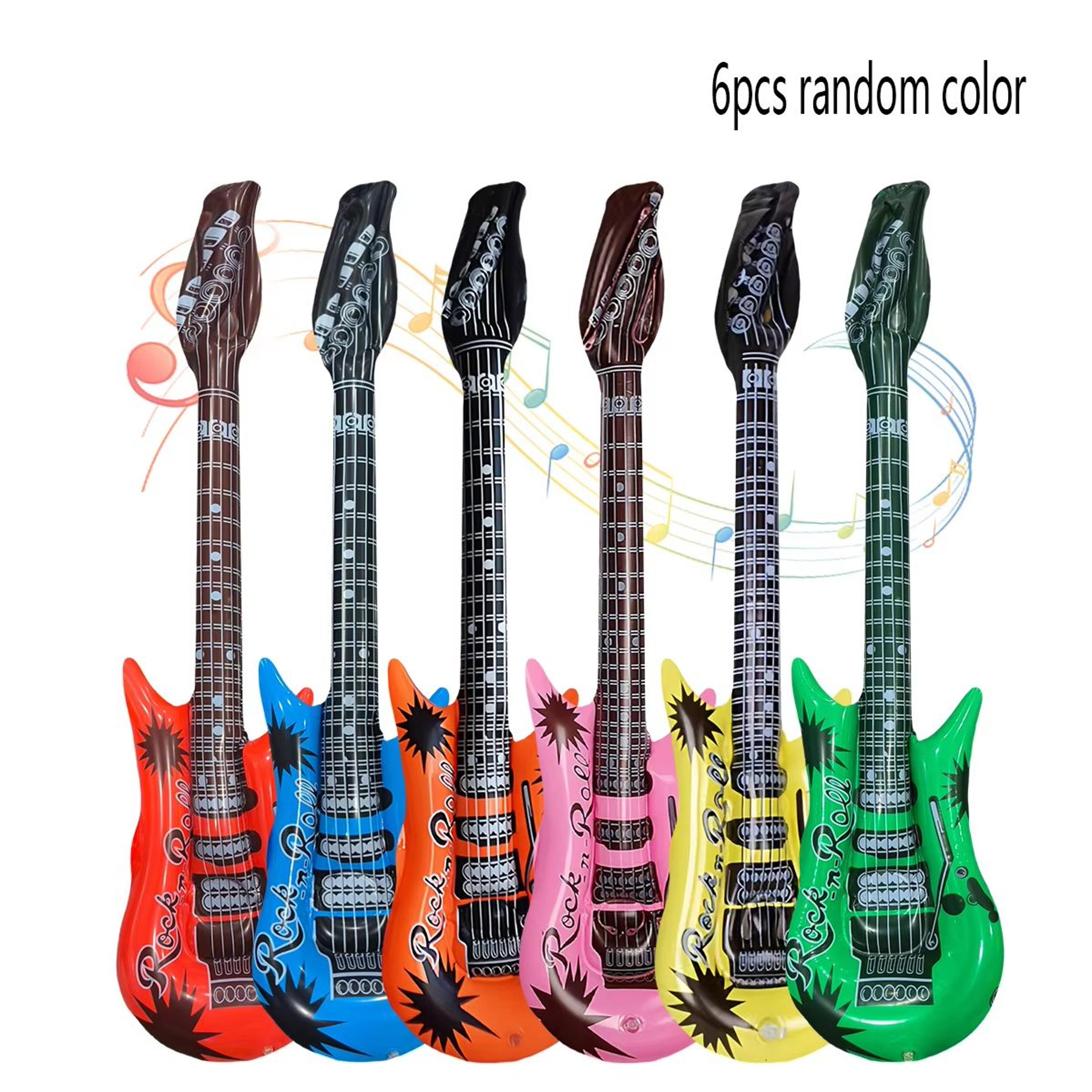 rockstar inflatable guitar set (6-piece, 37" pvc instruments) – stage & party props