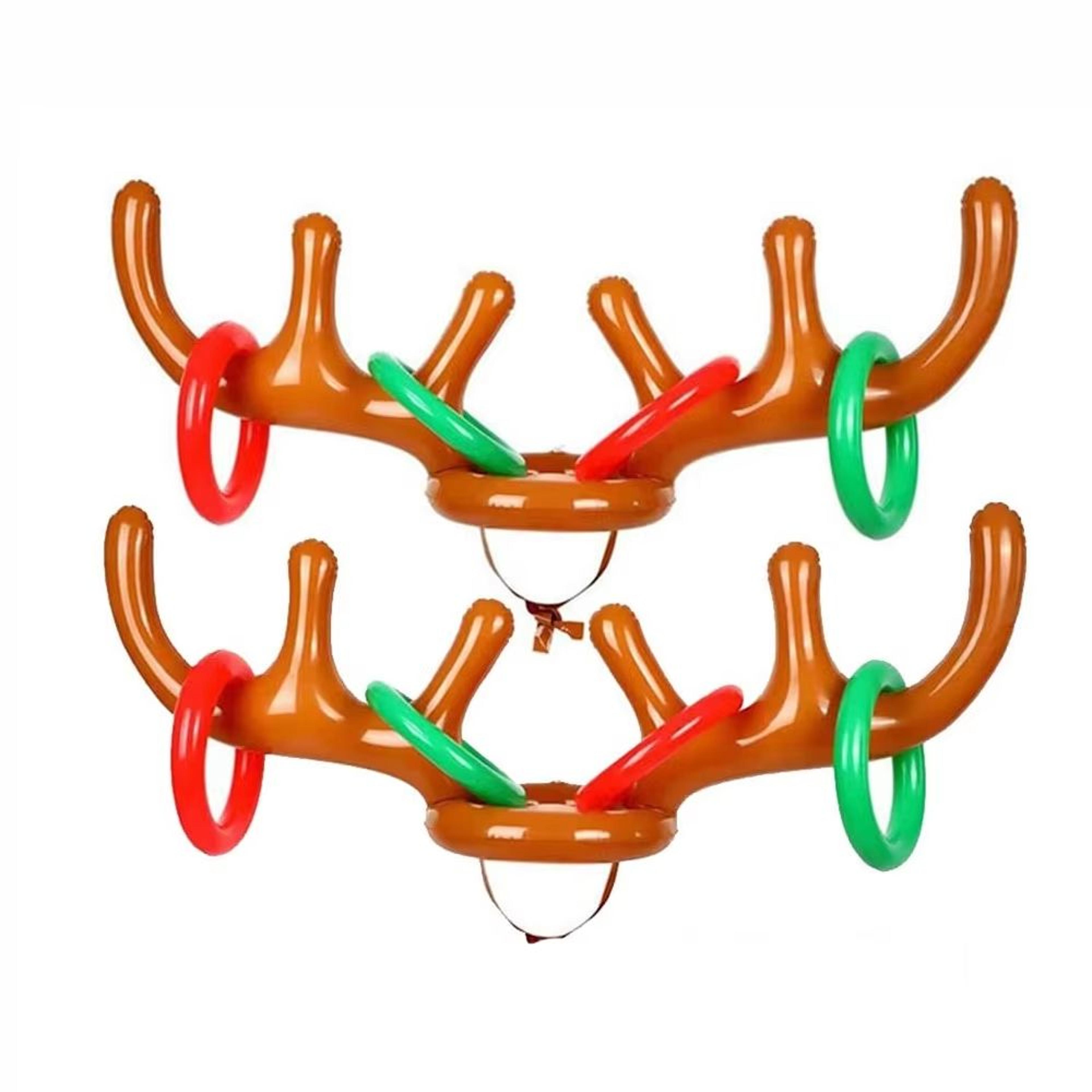 reindeerring toss inflatable antler game set – 2-pack with toss rings for holiday fun
