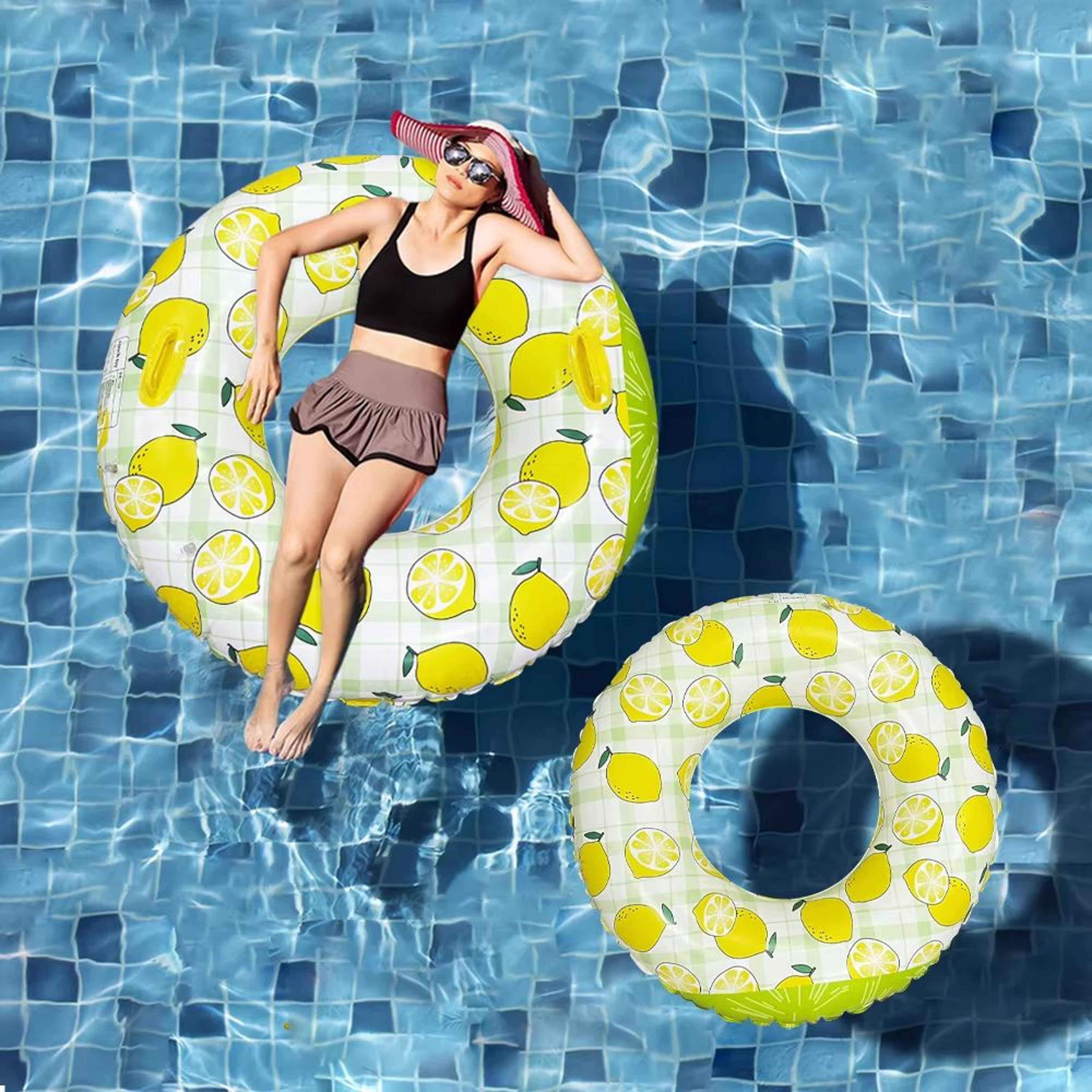 lemonsplash inflatable under-arm hoop – lemon print inflatable pool & beach floating ring