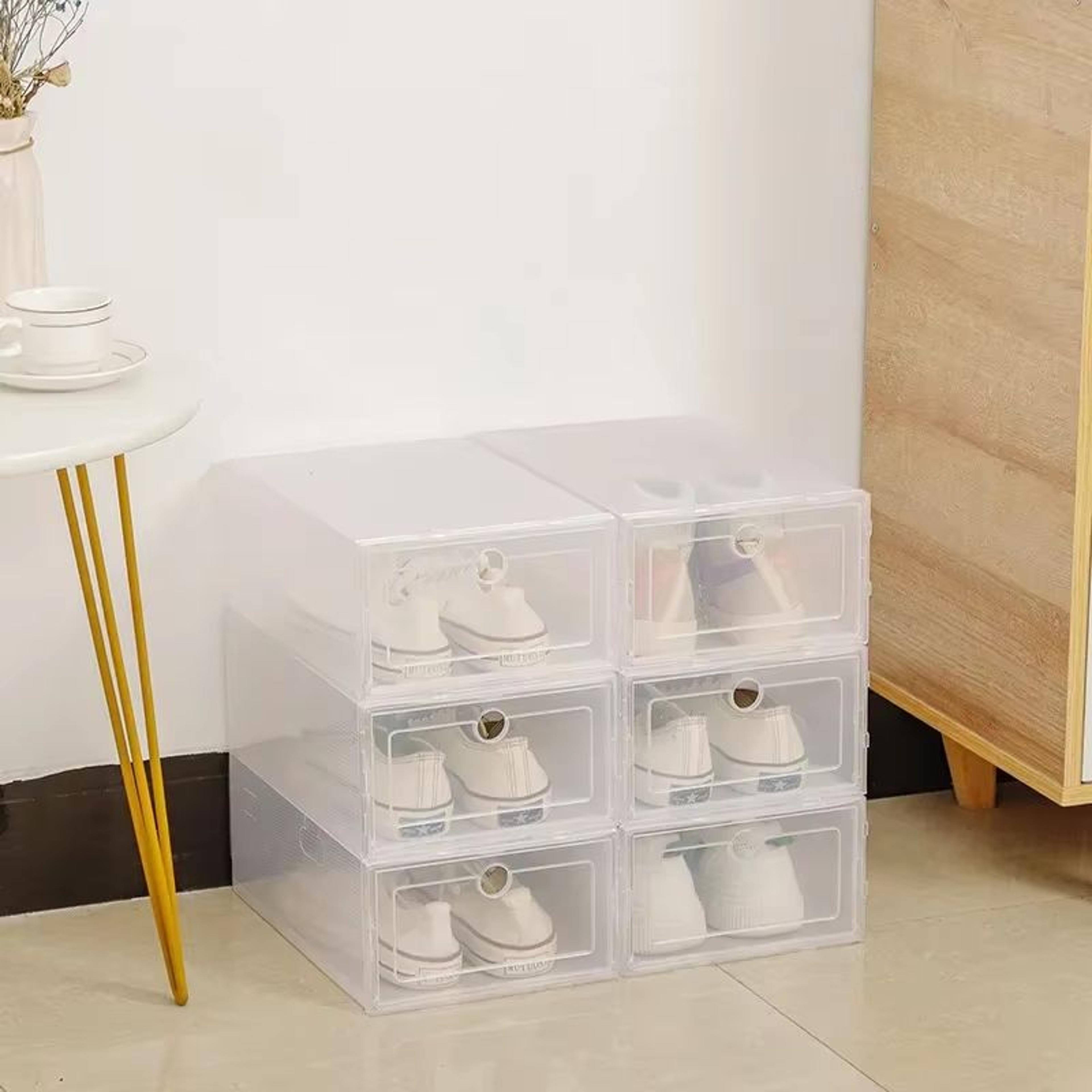 clearview stackable plastic shoe storage drawer organizer