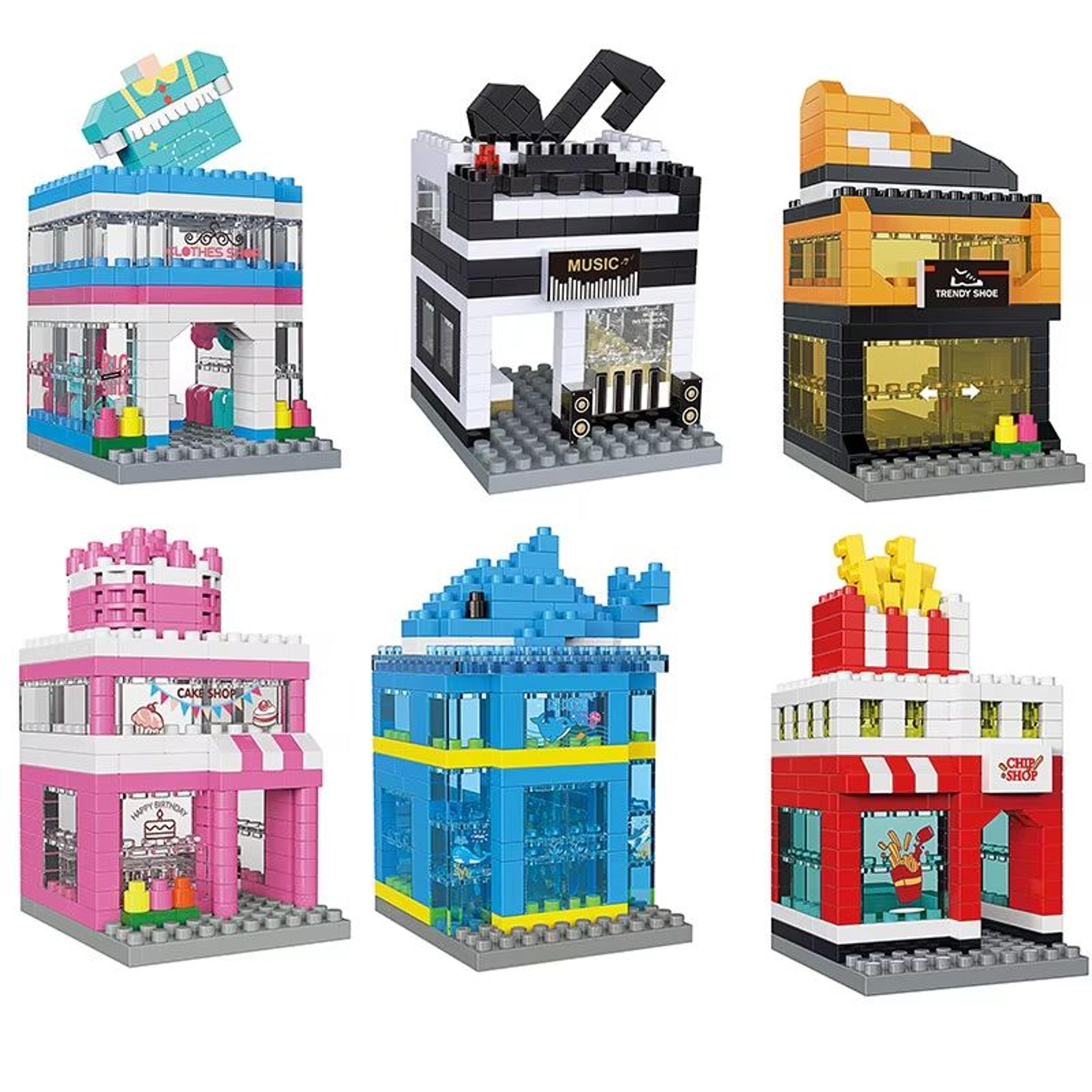 mini city street view 3d building block set