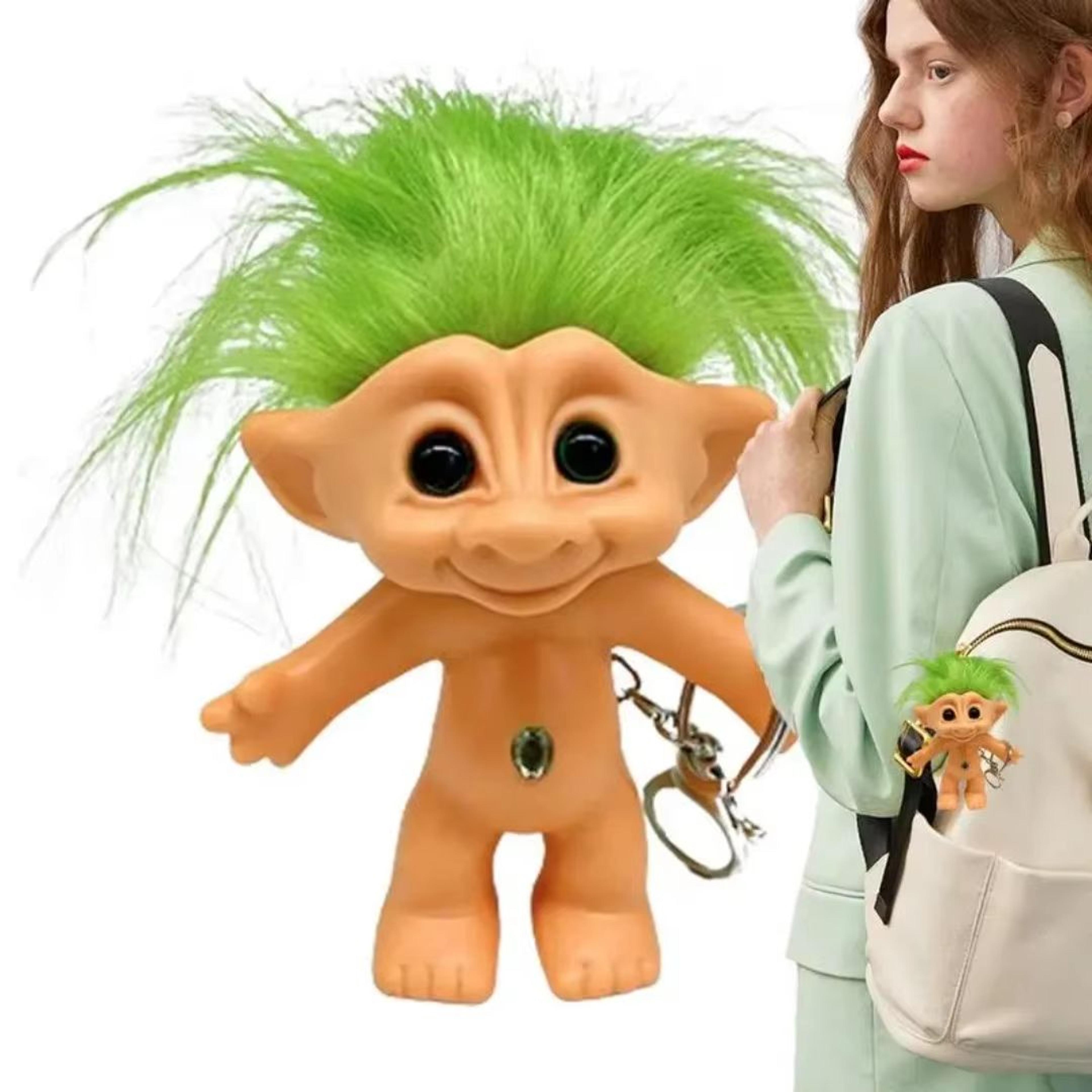 10cm colorful hair troll doll keychain good luck bag charm