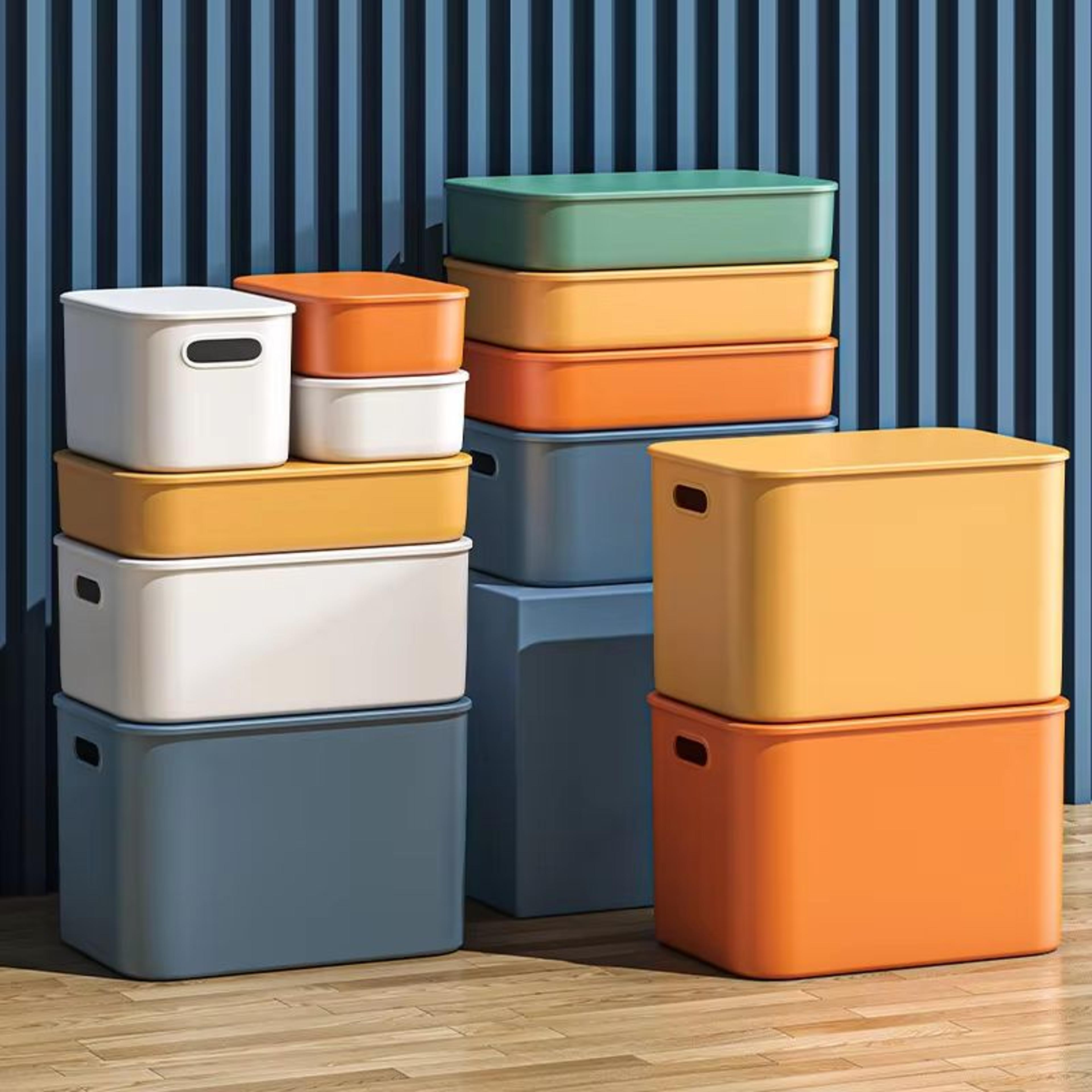 space-saving stackable plastic storage box organizer