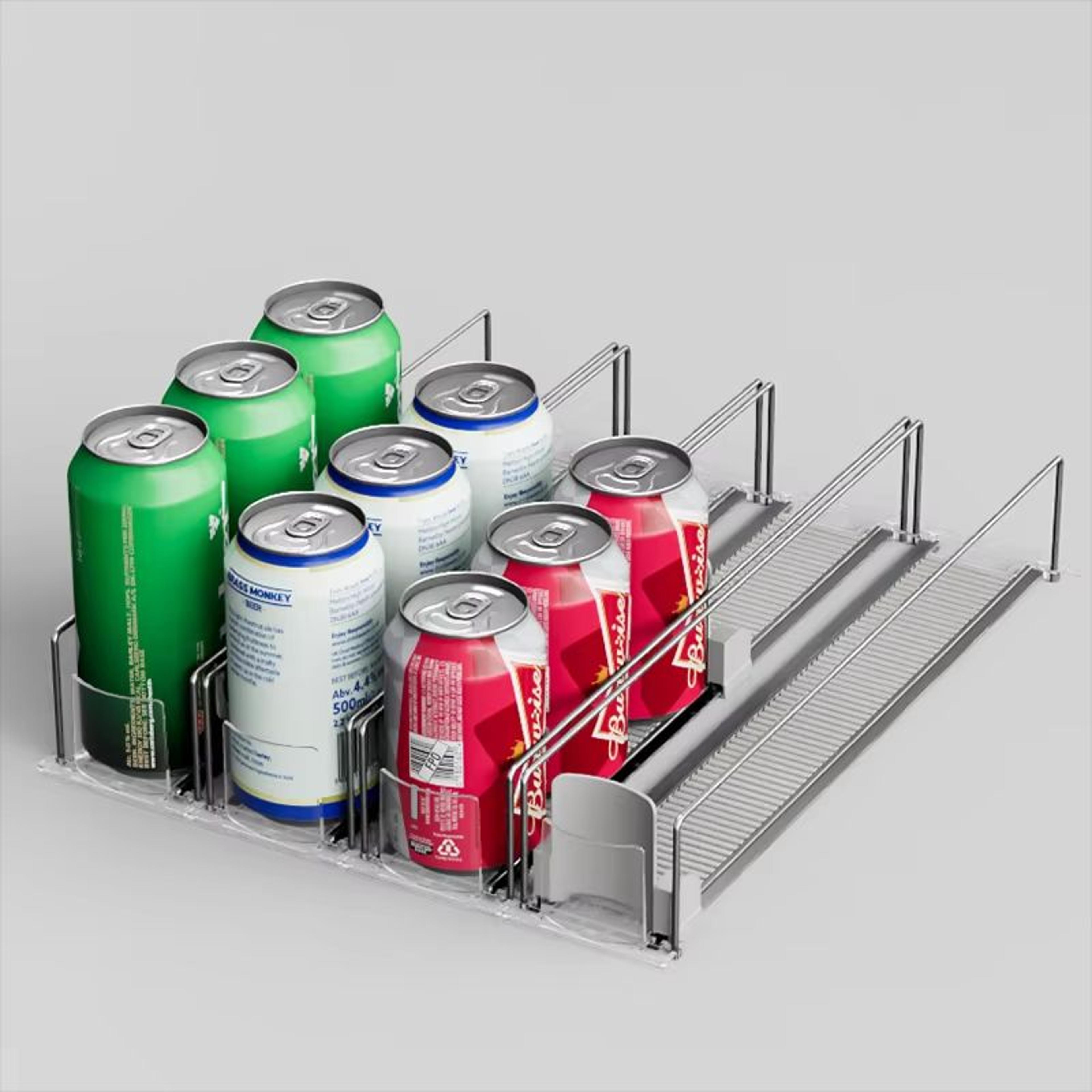 automatic beverage pusher glide refrigerator drink organizer