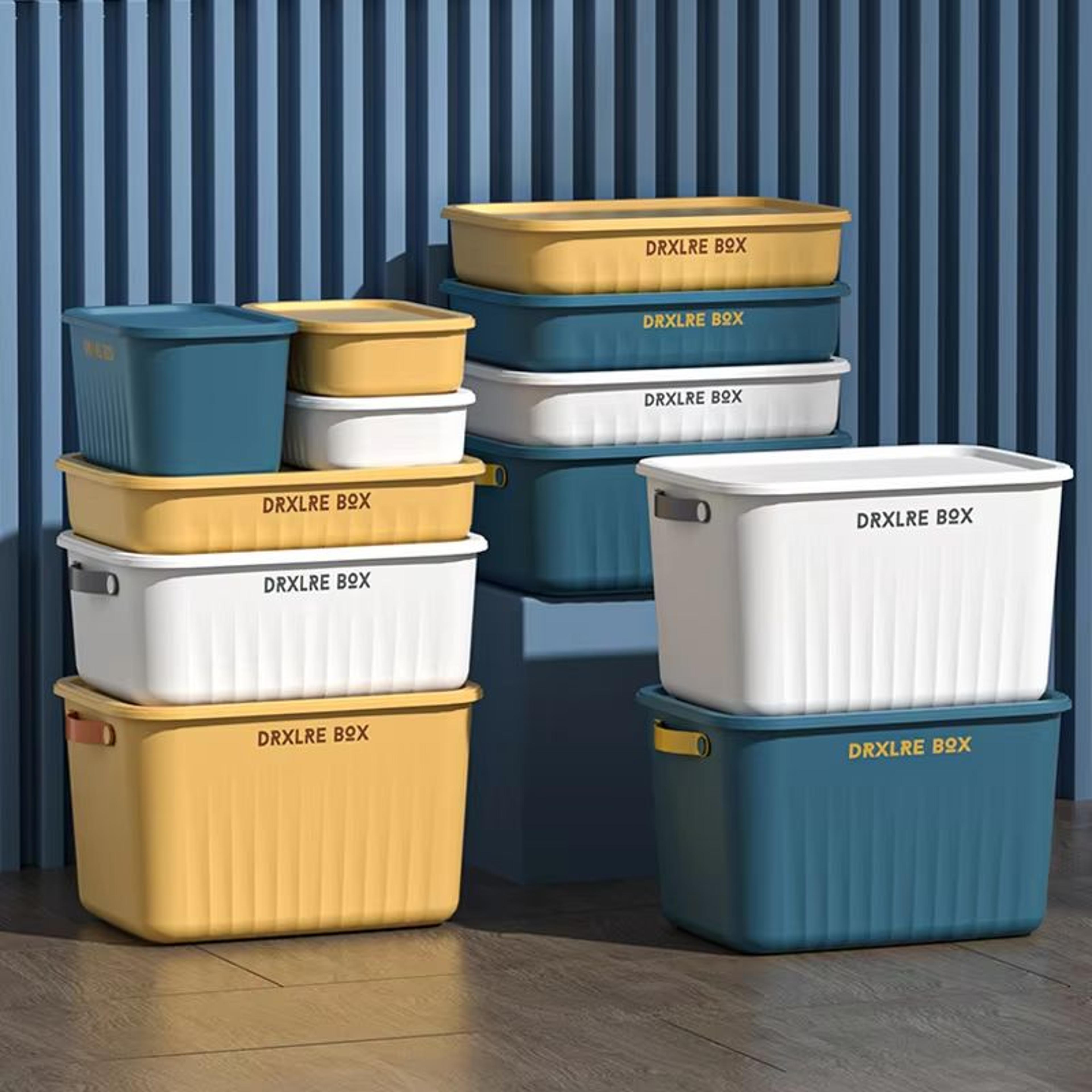 compact plastic storage box with lid for home organization