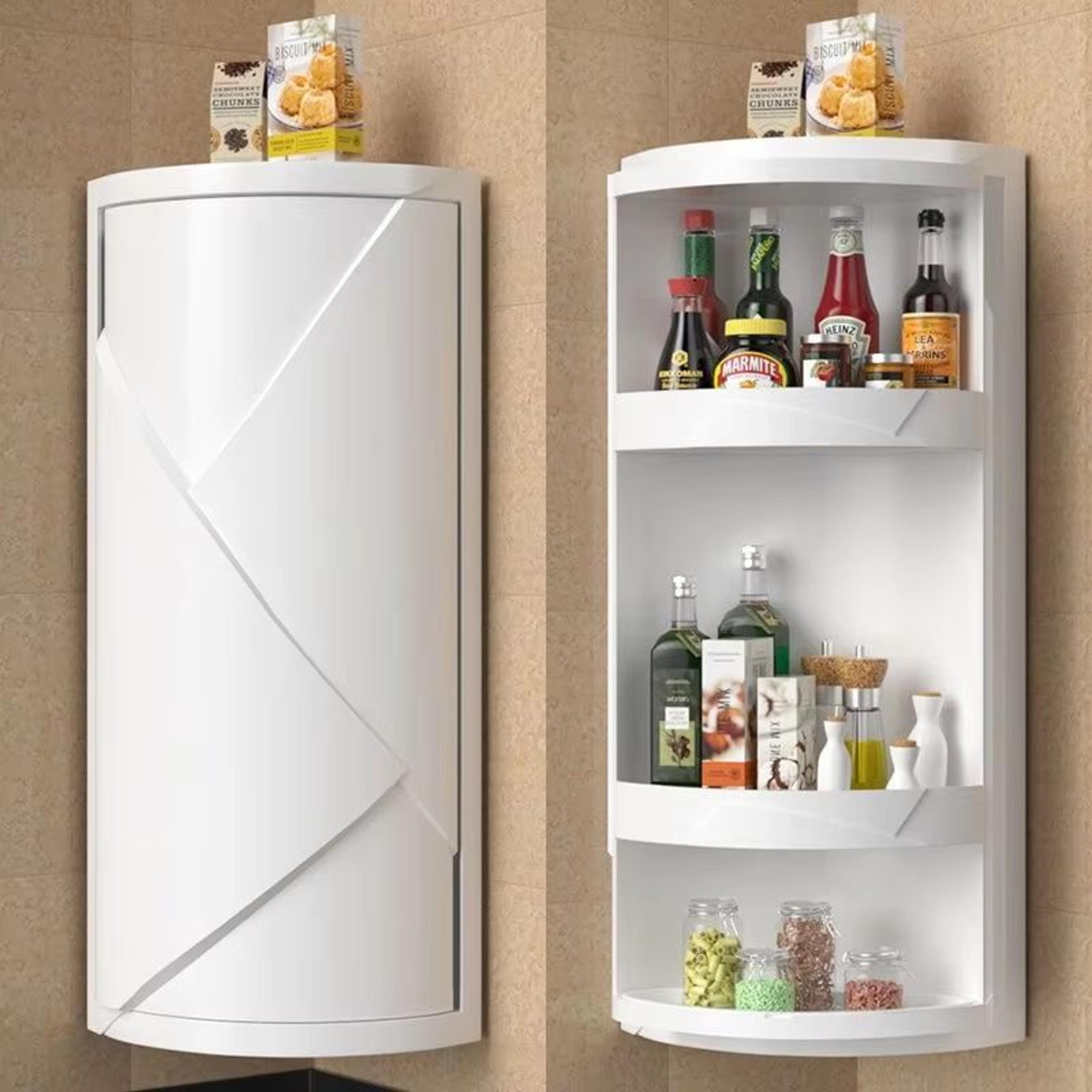 rotating corner spice rack and condiment organizer shelf