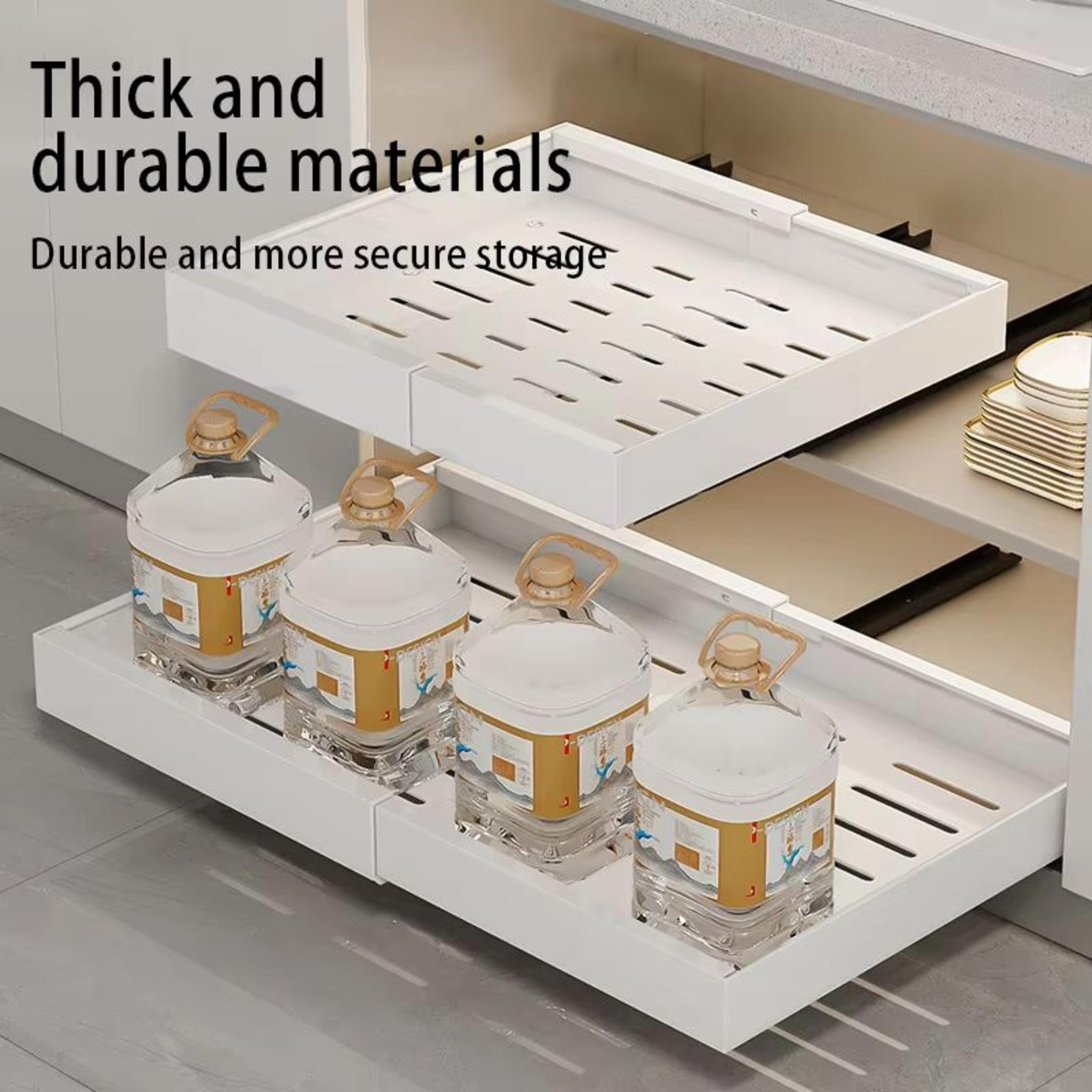 expandable pull out kitchen cabinet organizer with adjustable sliding shelves