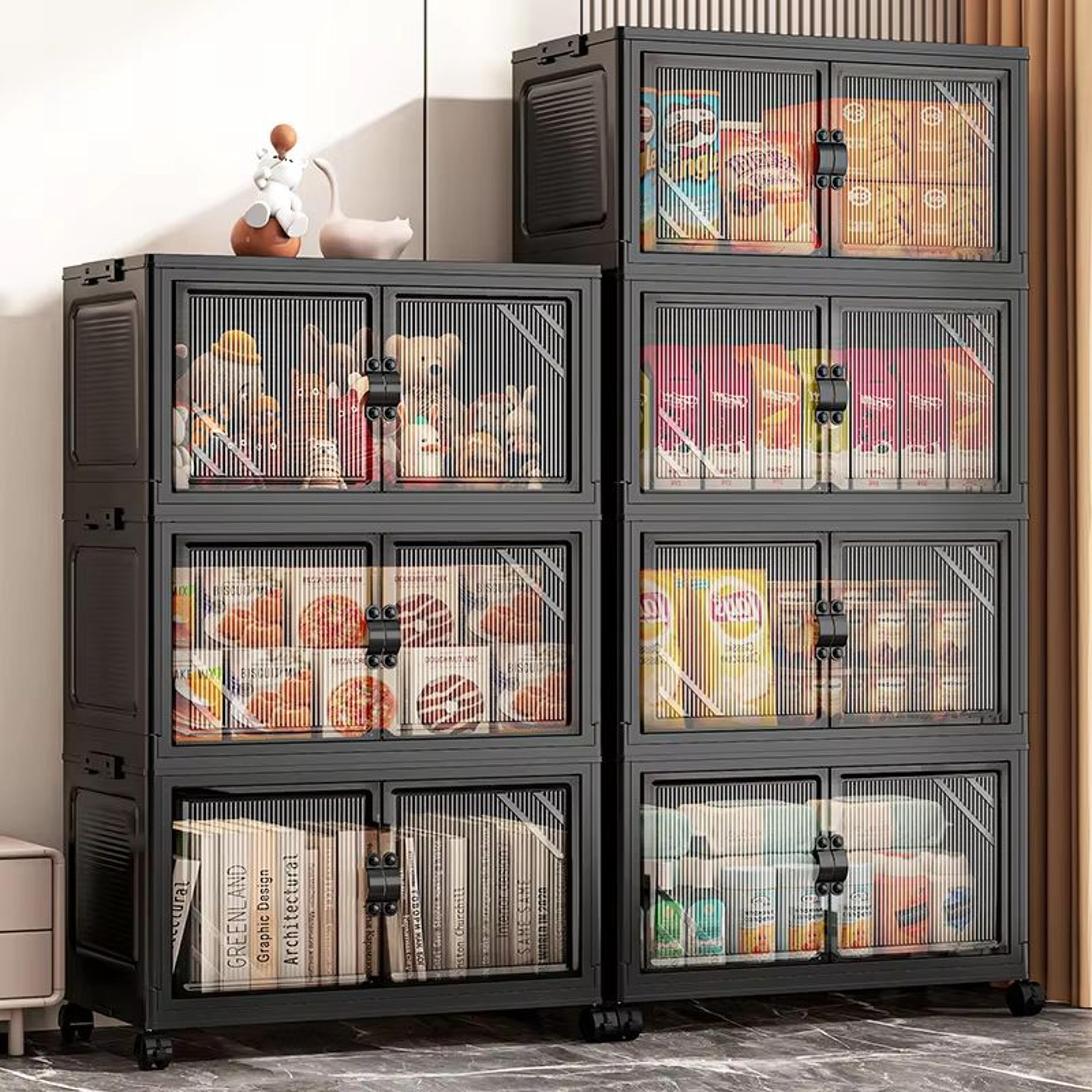 22.40in foldable double door multi layer storage box organizer