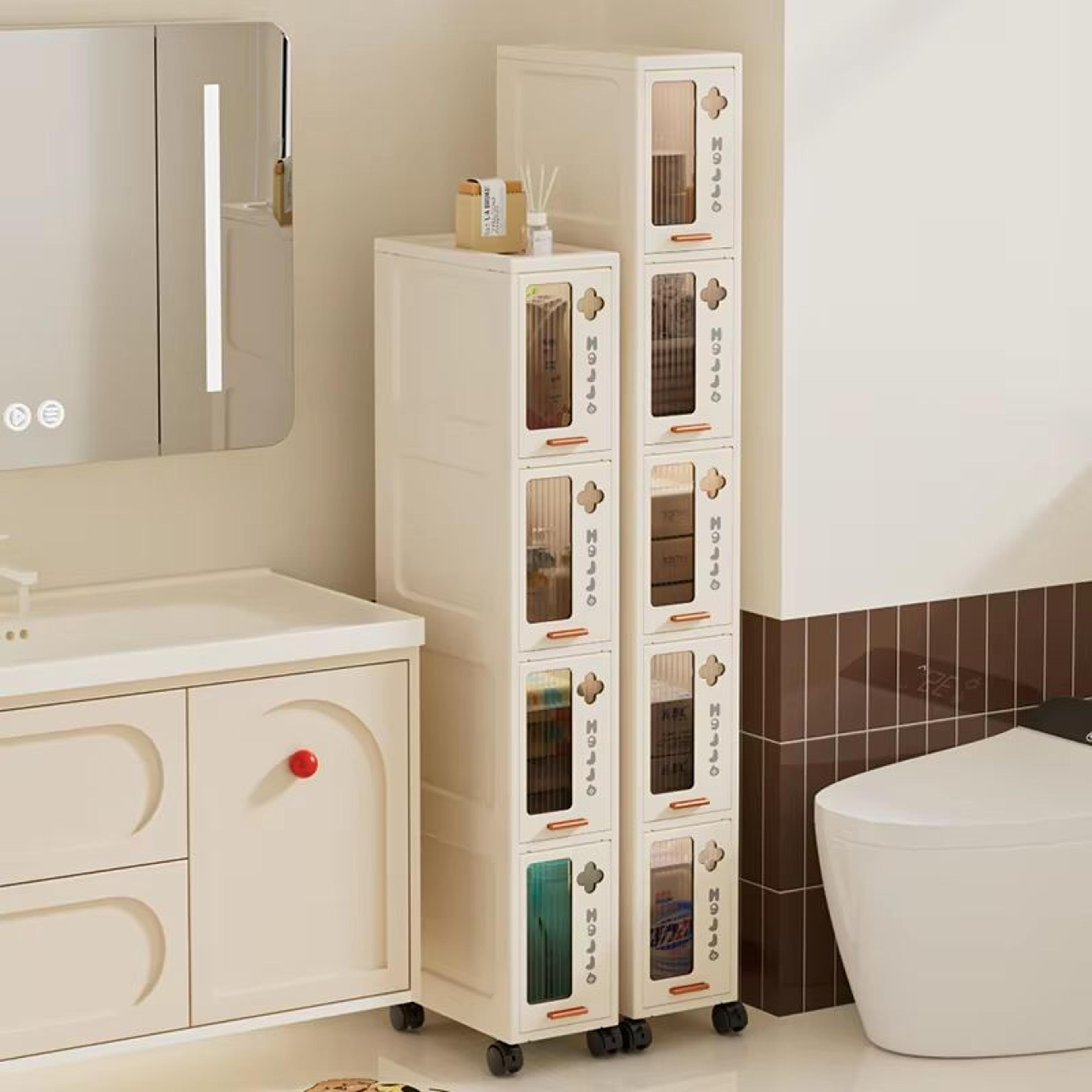 slim mobile storage cabinet narrow drawer organizer rolling cart for kitchen, bathroom, and living room