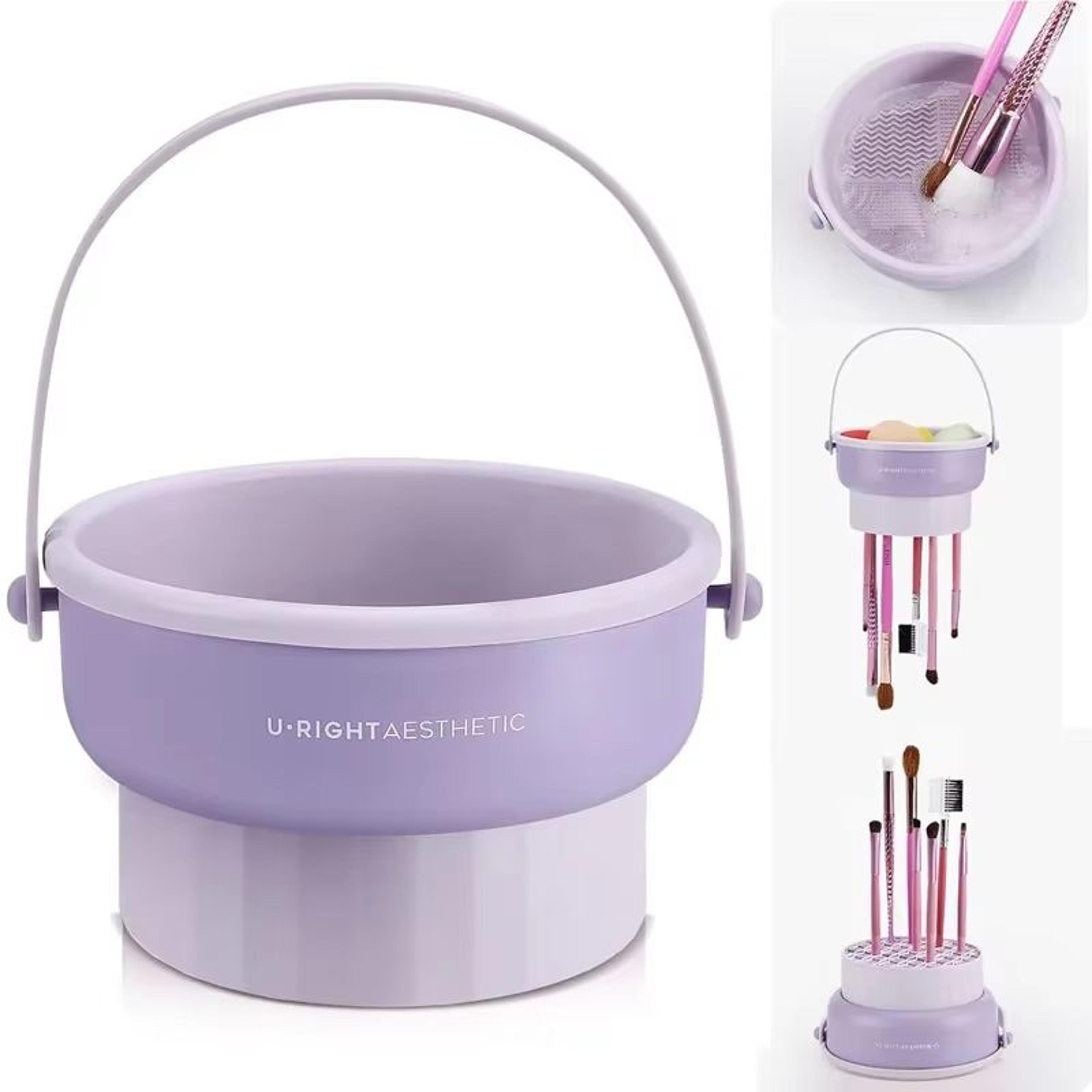 makeup brush cleaning bucket with drying rack and storage box