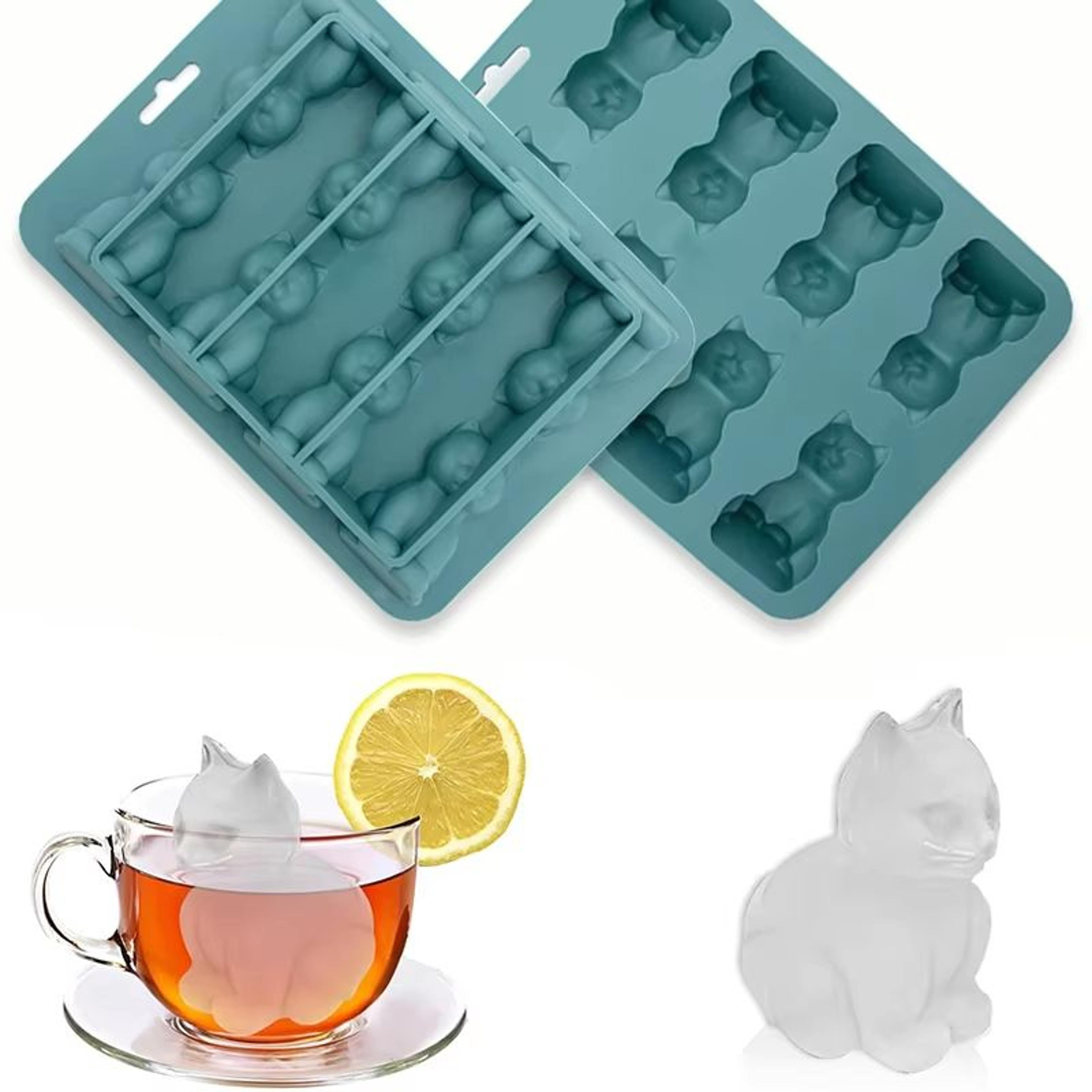 3d cat shaped ice cube mold – silicone tray for whiskey, cocktails & cold drinks
