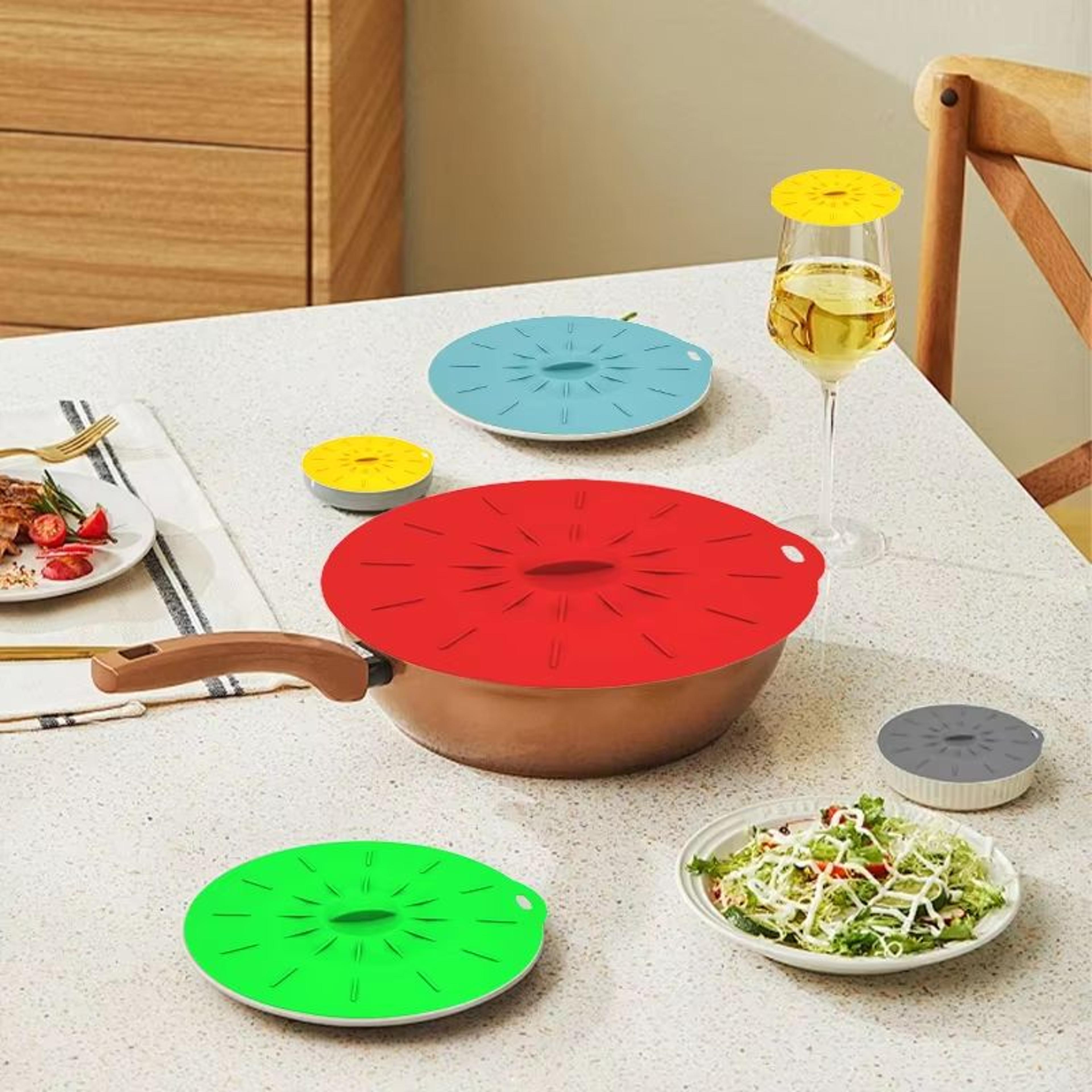 5-pack silicone microwave splatter covers – reusable heat-resistant suction lids in 5 sizes