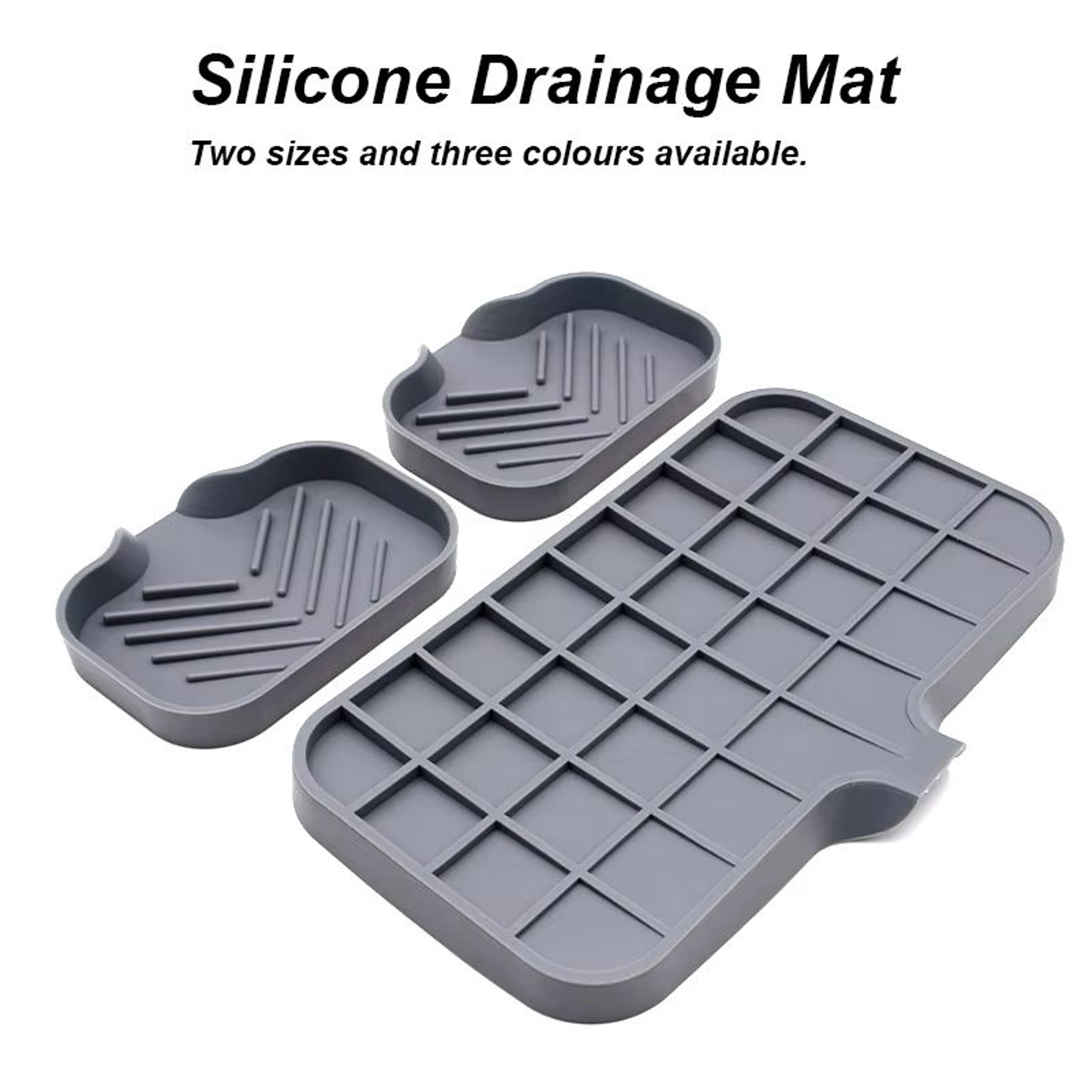 premium silicone sink soap & sponge tray – self-draining counter caddy for kitchen or bathroom