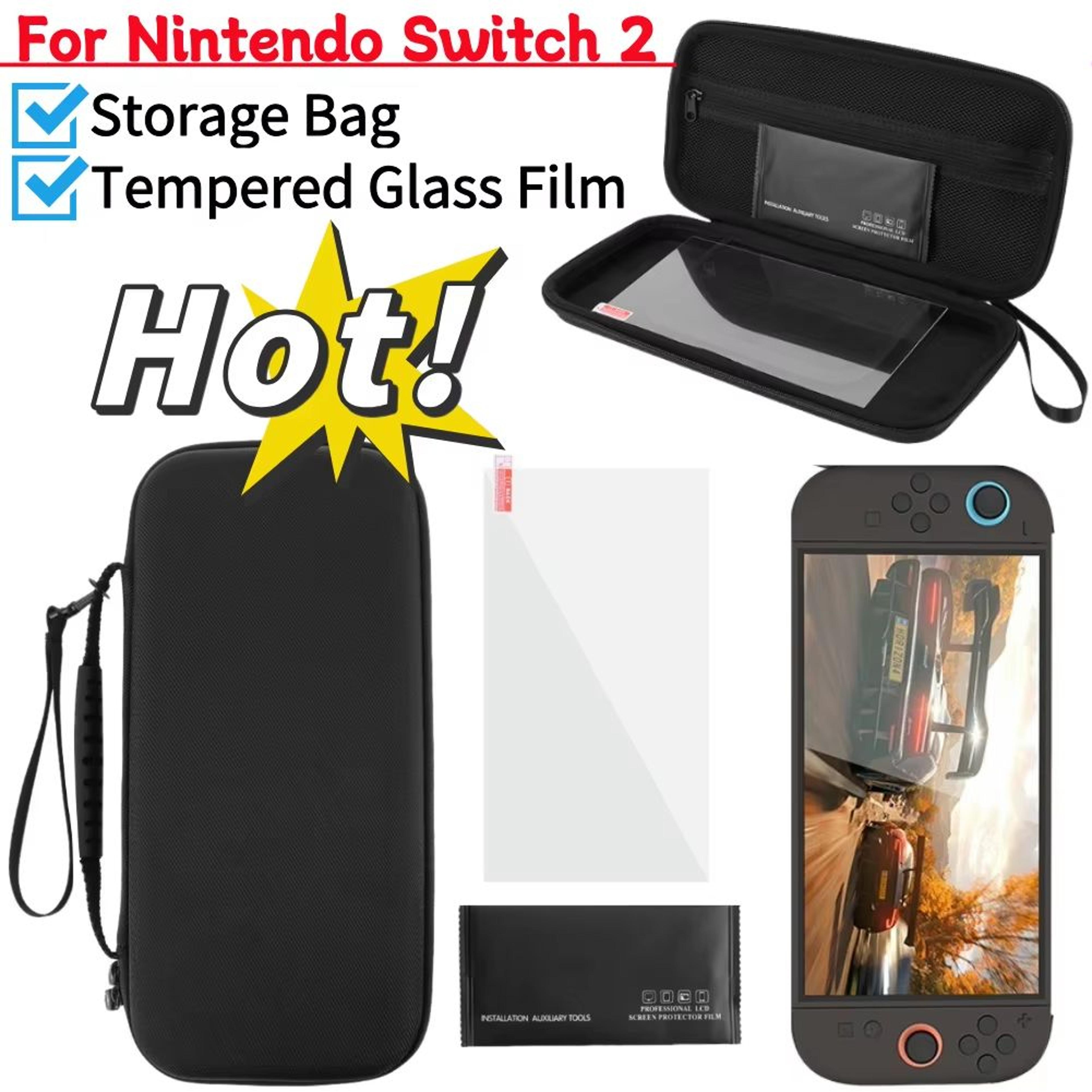 protective carrying case with tempered glass screen protector for nintendo switch 2