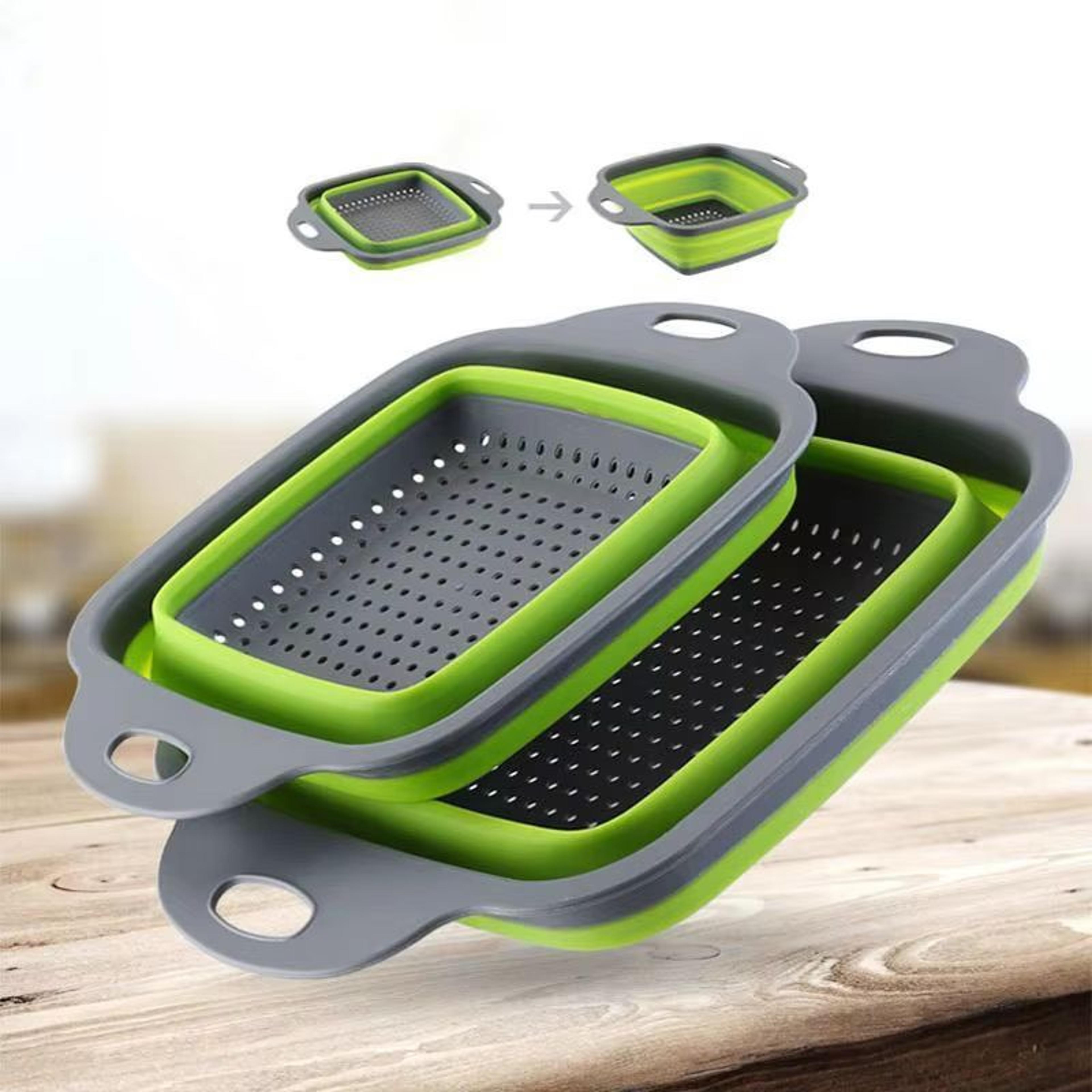 lmetjma square collapsible silicone colander for kitchen draining and rinsing