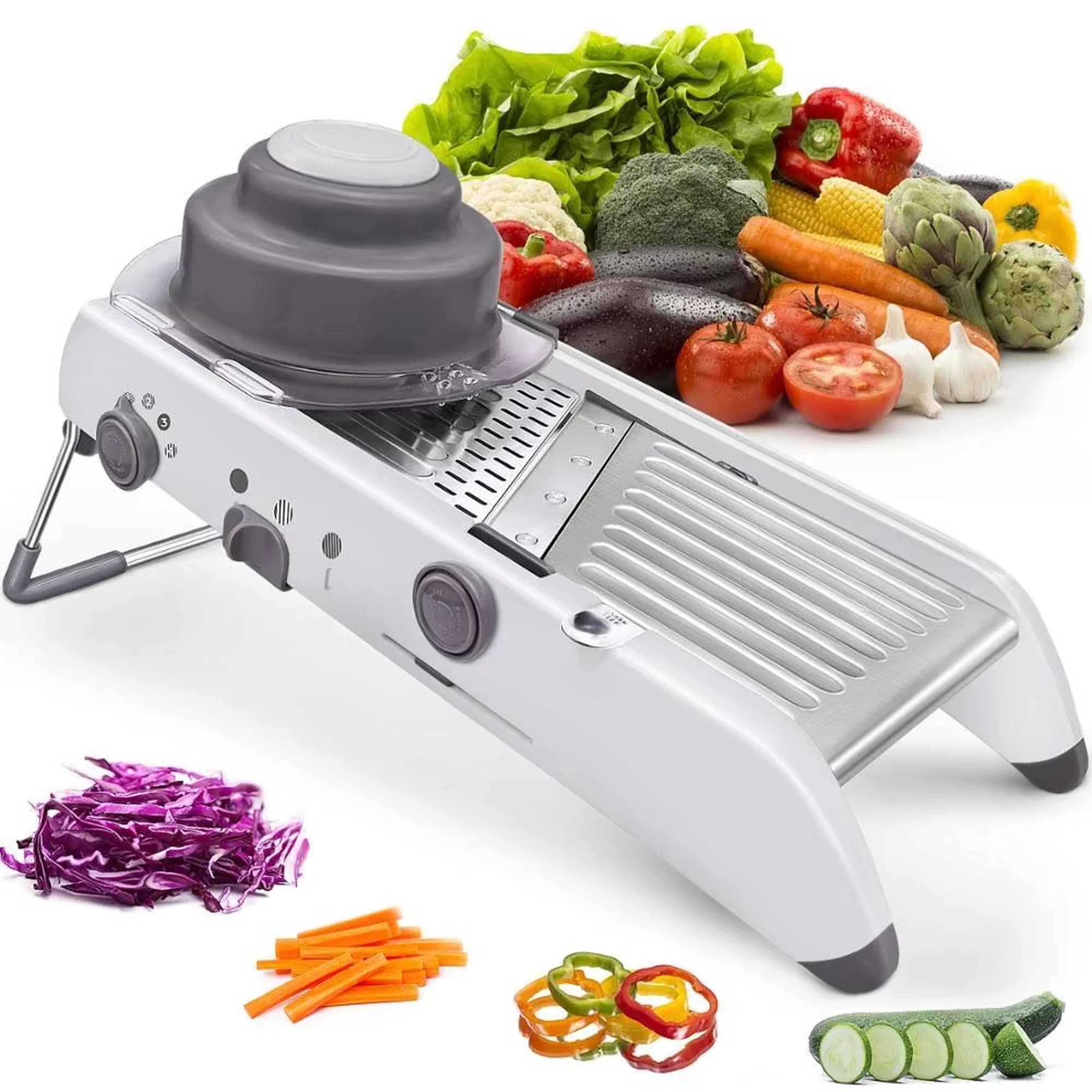 lmetjma adjustable stainless steel mandoline vegetable slicer with 18 cutting options