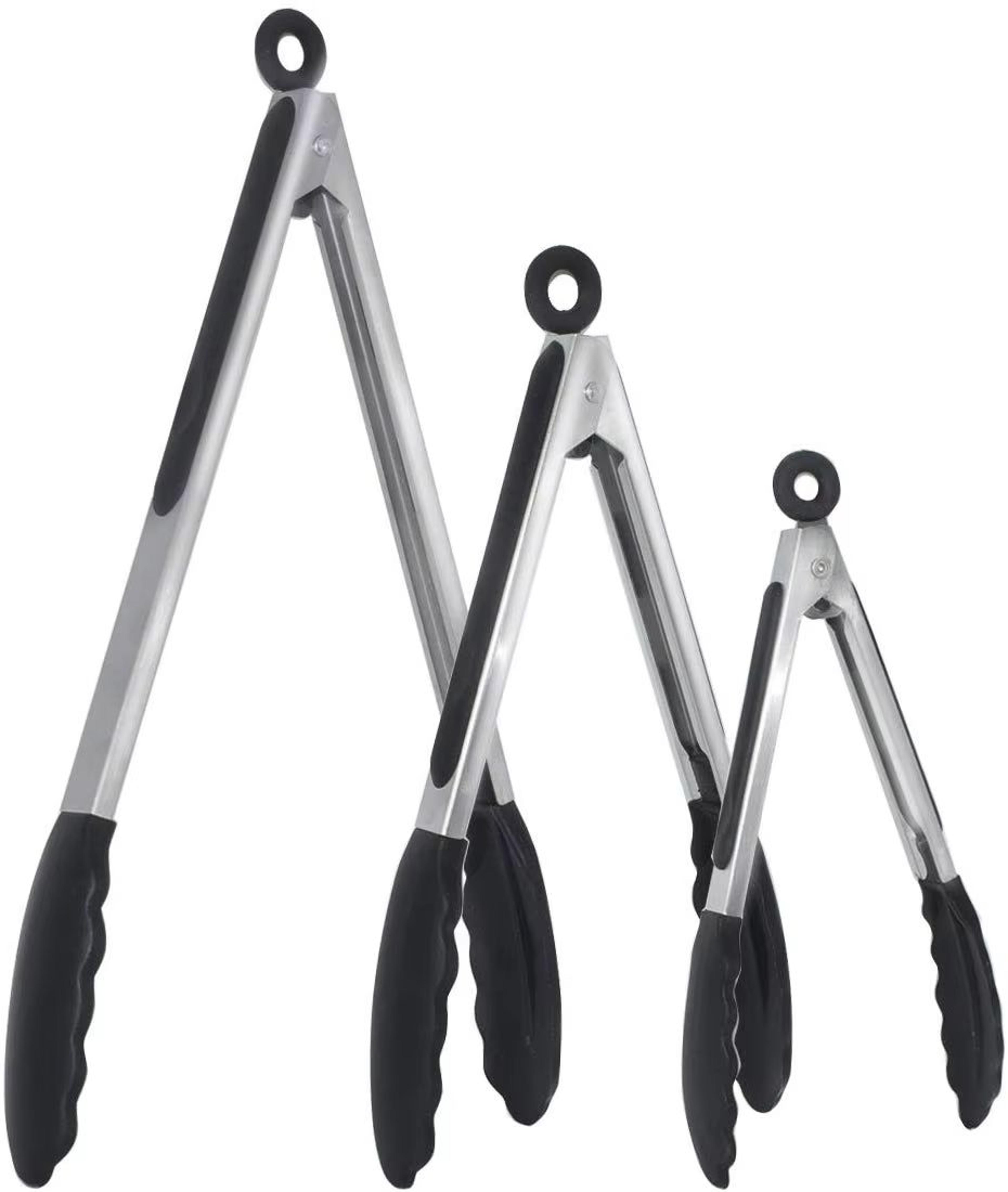 silicone tip stainless steel locking kitchen bbq tongs in multiple sizes