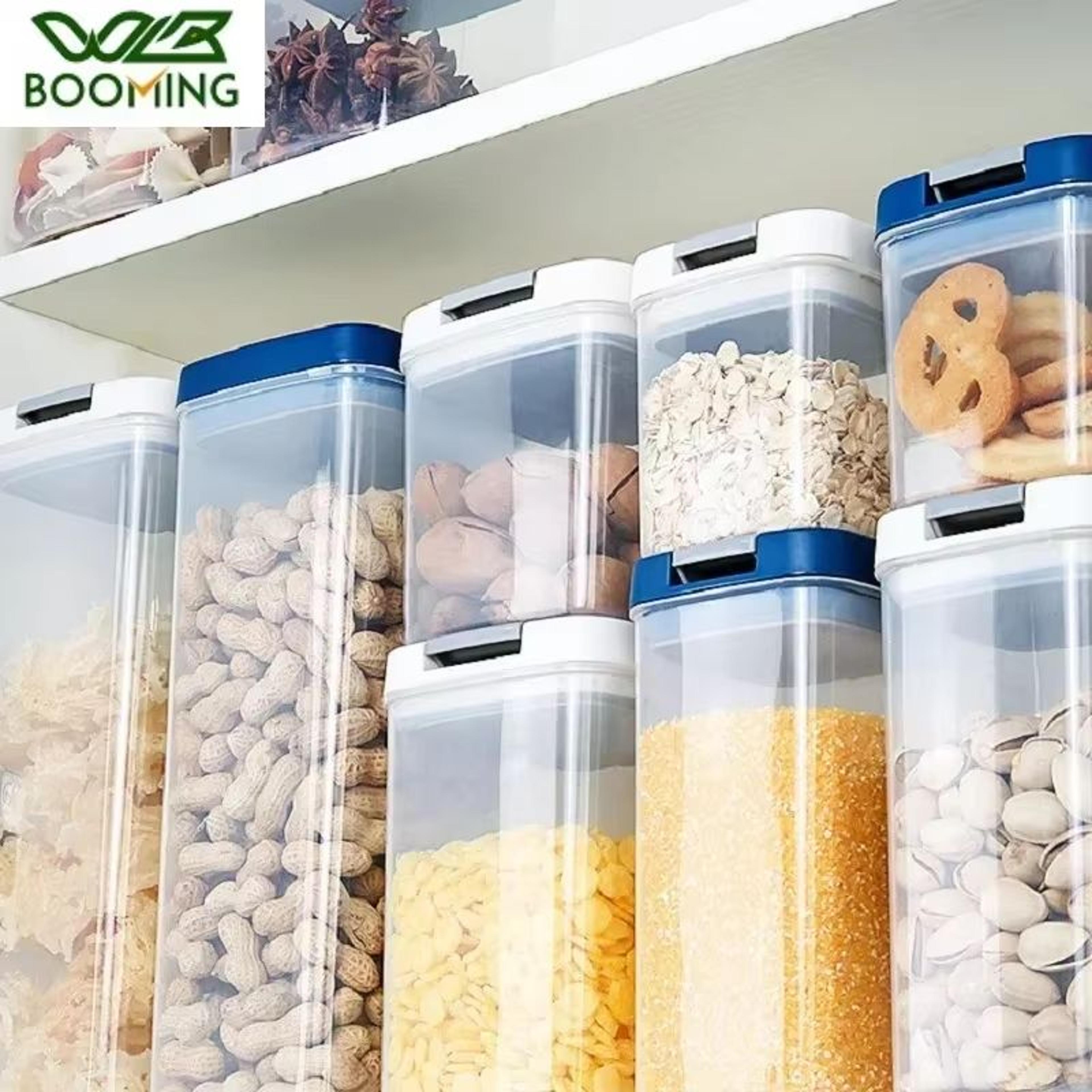 wbbooming airtight plastic sealed canisters set with multiple capacities for kitchen food storage